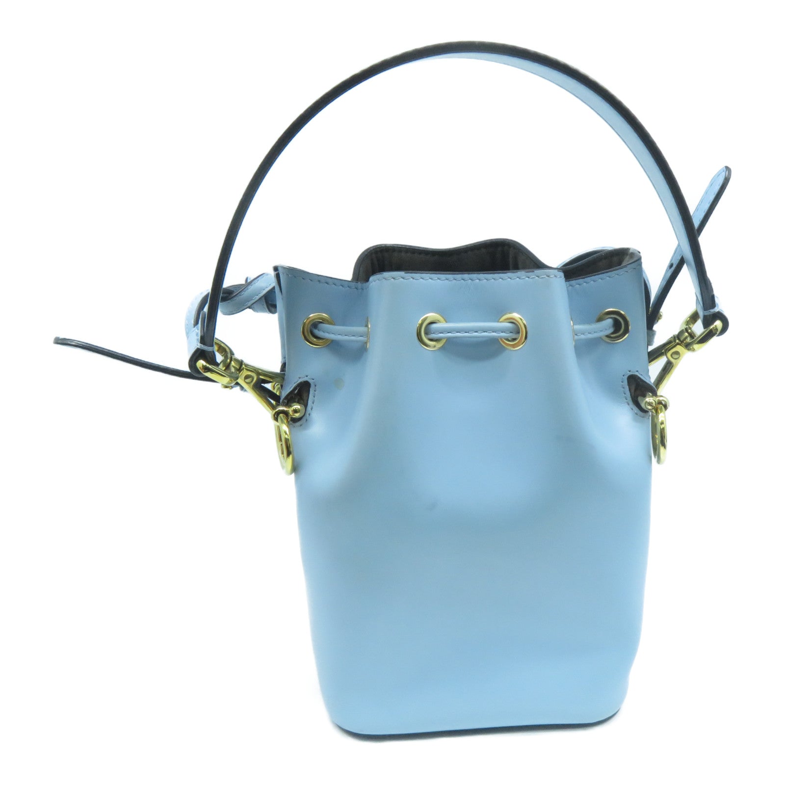 FENDI 牛皮皮革2 Way Shoulder金扣手挽肩背兩用袋淺藍色
