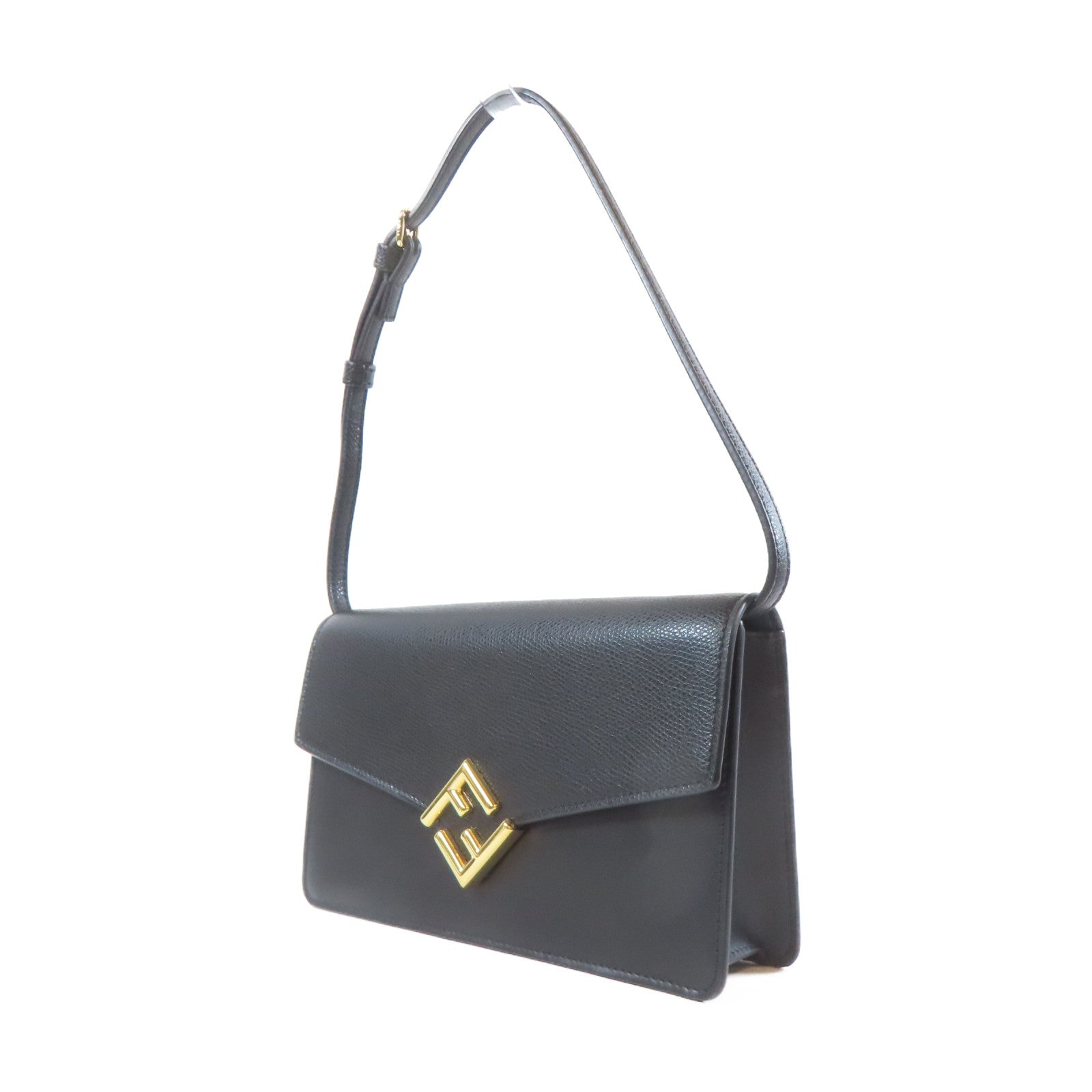 FENDI 牛皮皮革FF Diamonds Woc金扣肩背袋黑色