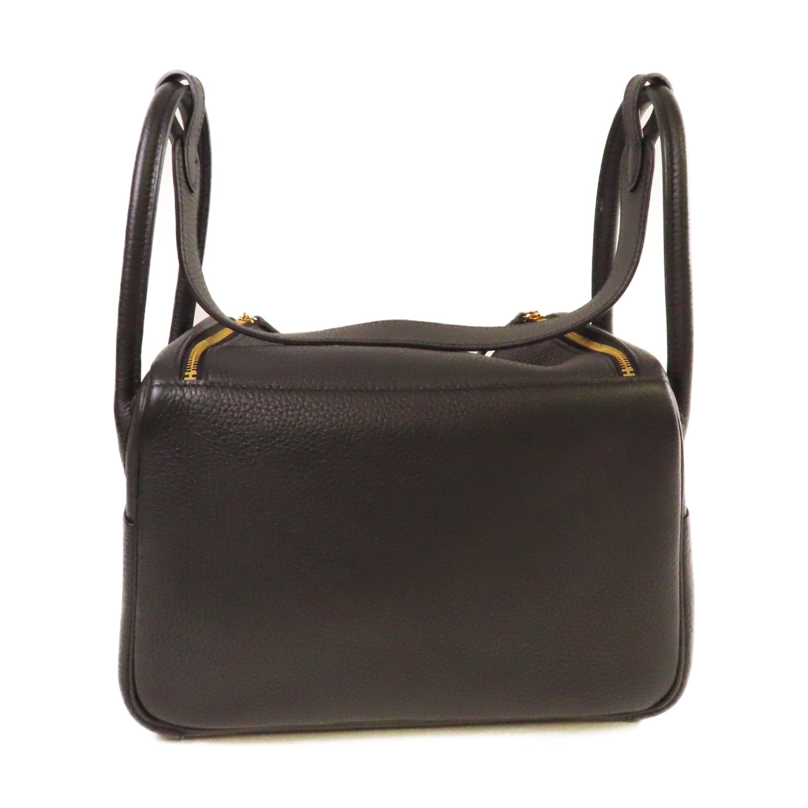 HERMES Clemence皮革Lindy 26 Shoulder Bag金扣肩背黑色