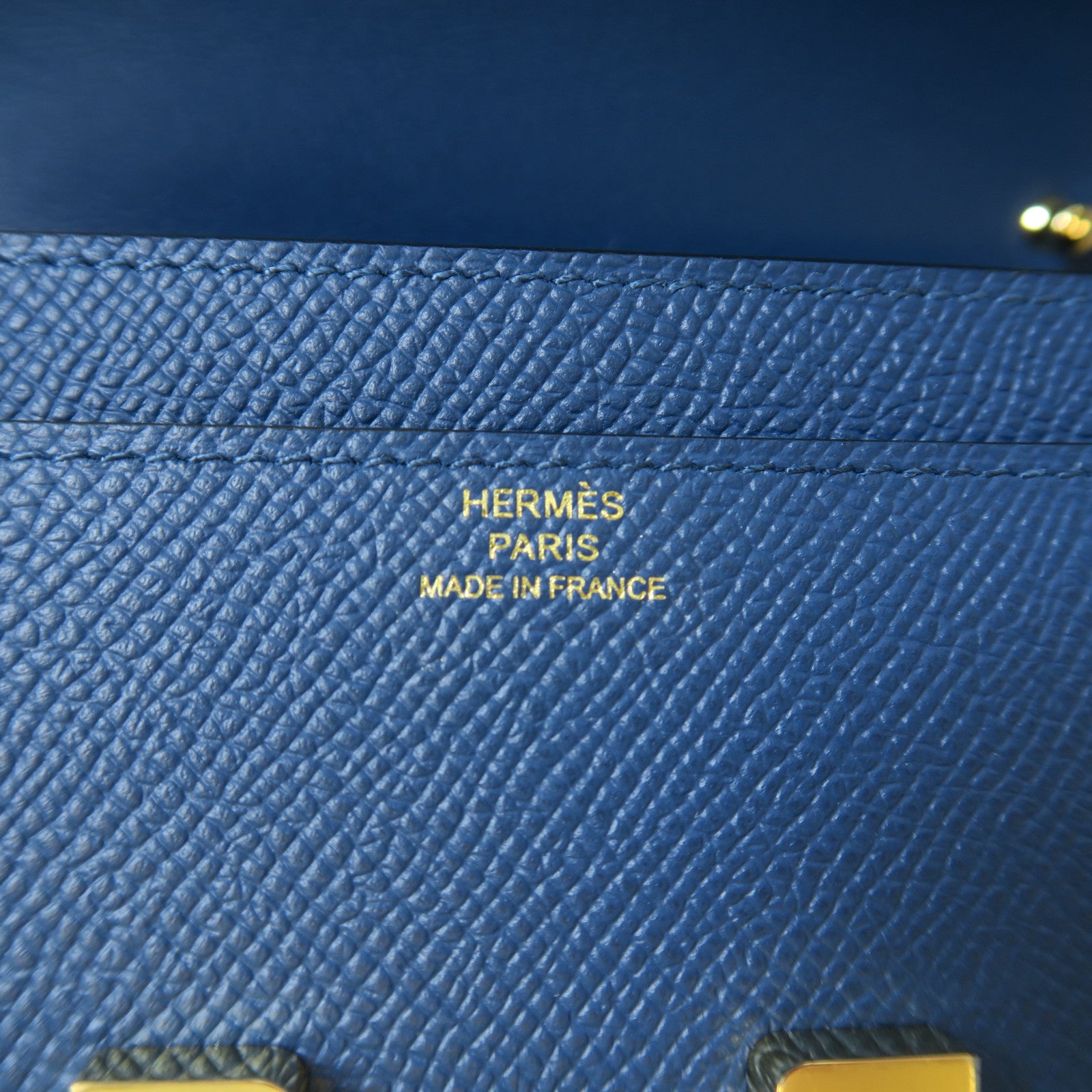 HERMES Veau Epsom皮革Constance To Go金扣肩背袋藍色