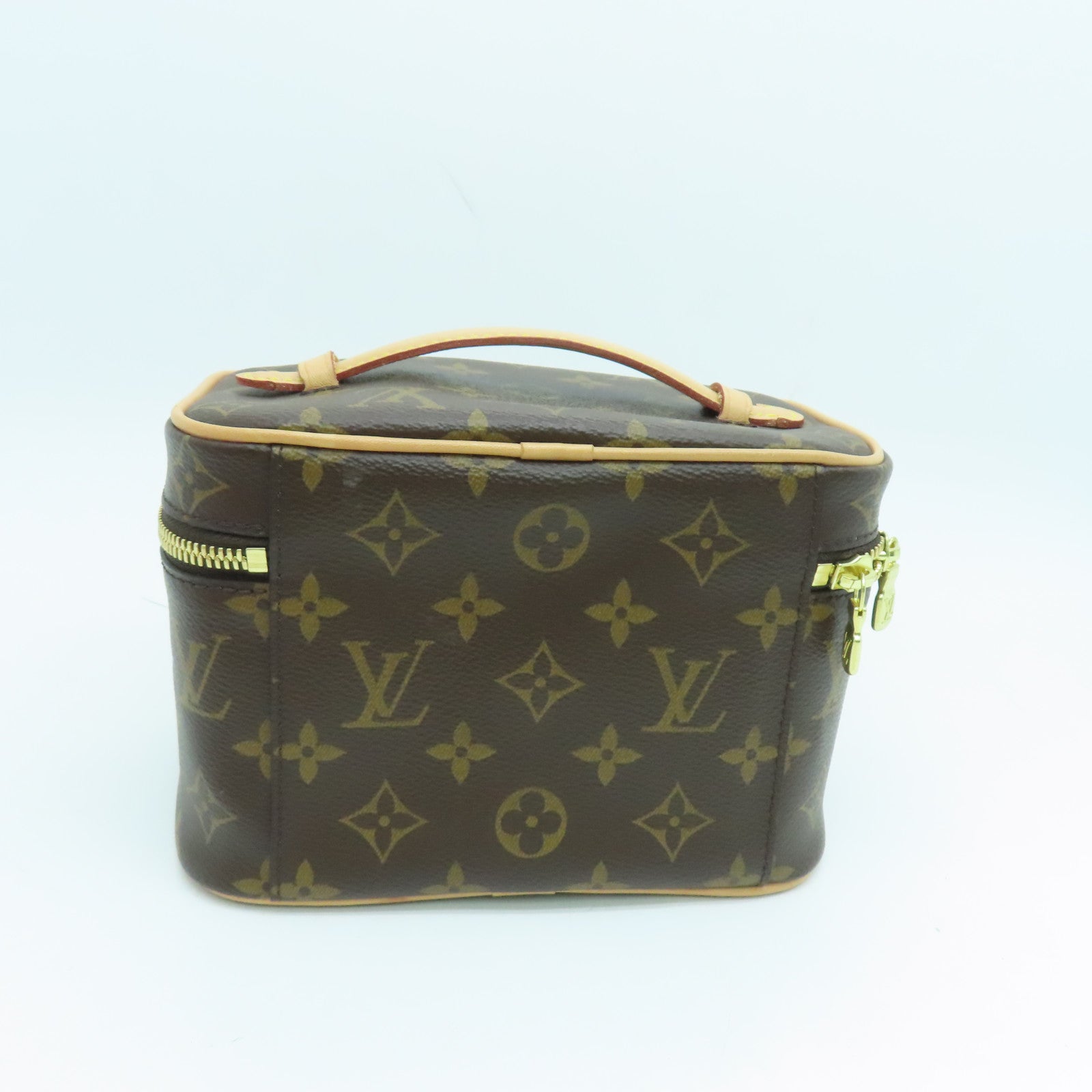 LOUIS VUITTON Monogram Nice Mini Hand Bag金扣手挽袋啡色
