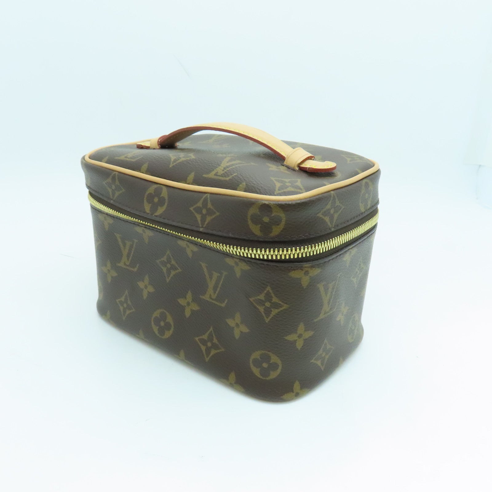 LOUIS VUITTON Monogram Nice Mini Hand Bag金扣手挽袋啡色
