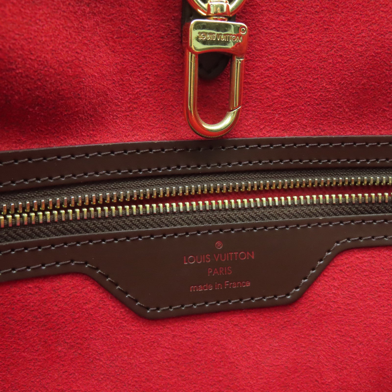 LOUIS VUITTON Damier Hampstead MM Gold Buckle Shoulder Bag Brown
