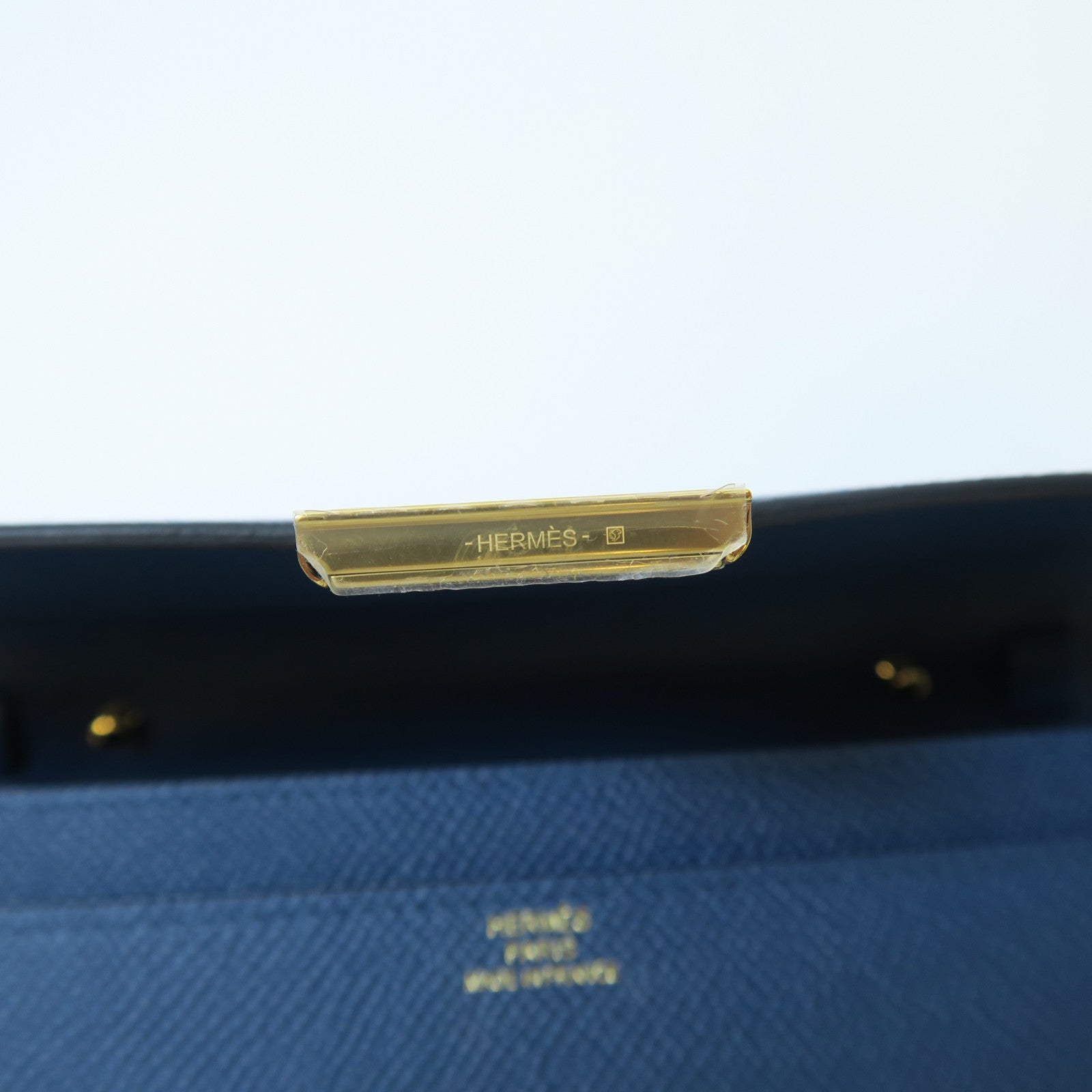 HERMES Veau Epsom皮革Constance To Go金扣肩背袋藍色