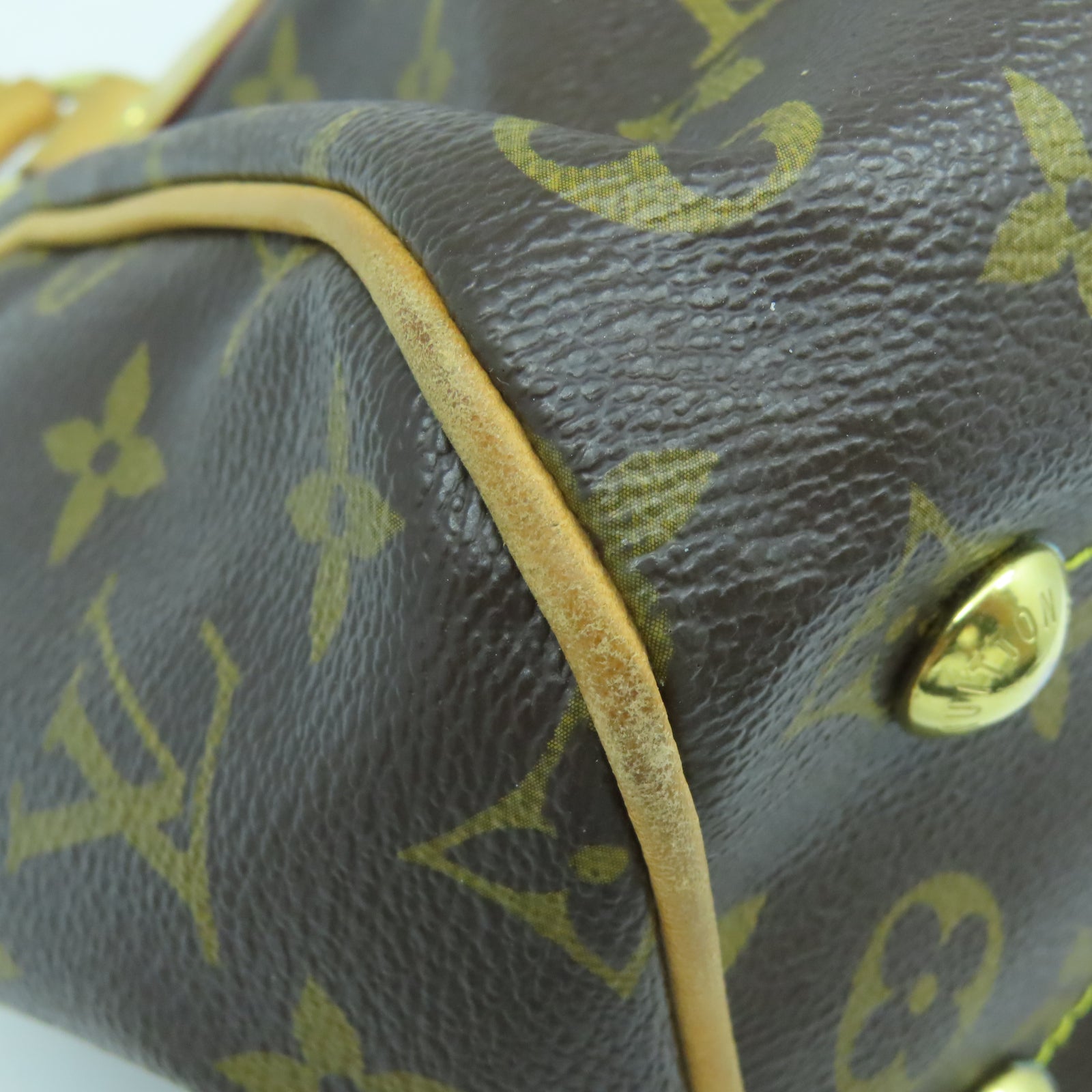LOUIS VUITTON Monogram Tivoli PM金扣手挽袋棕色