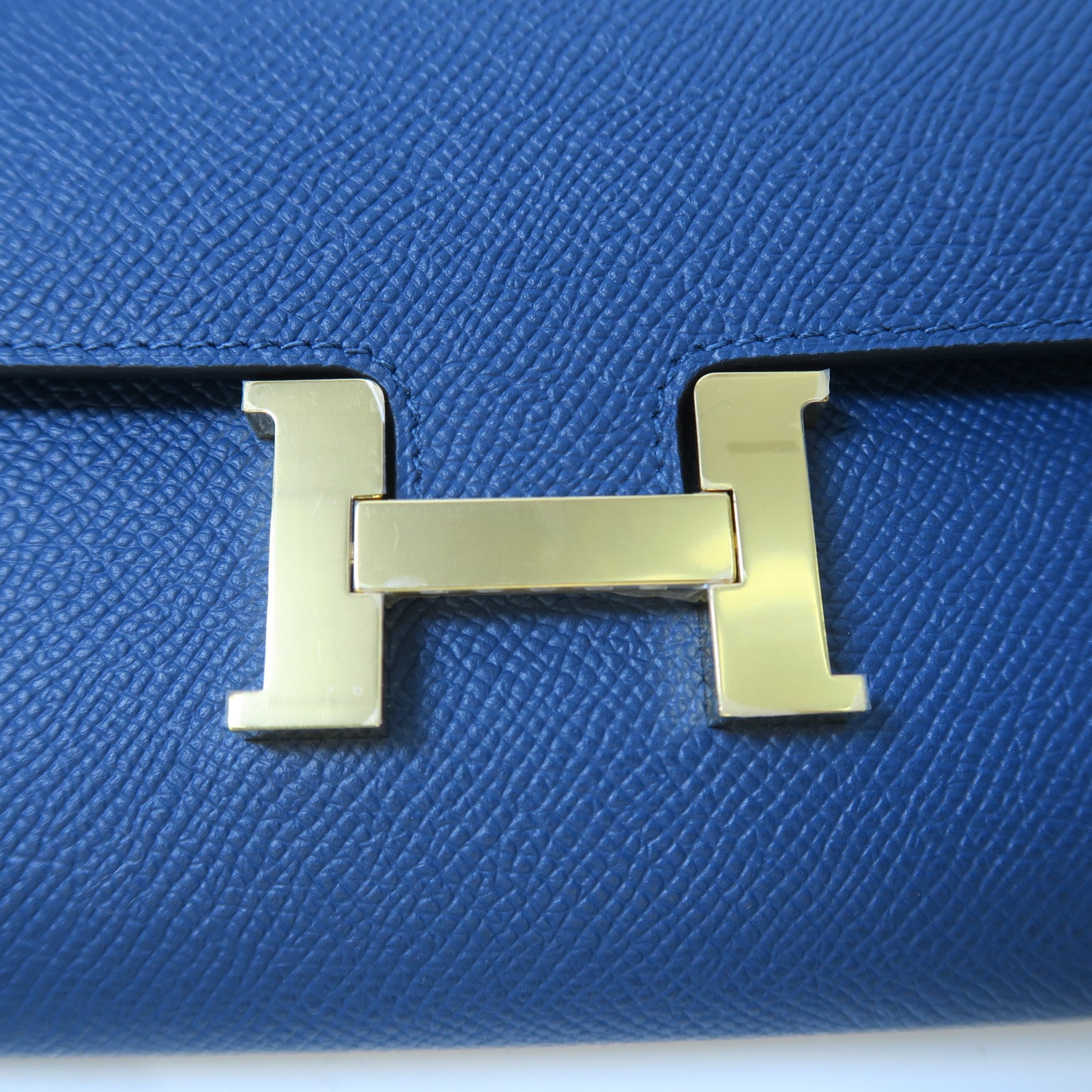 HERMES Veau Epsom皮革Constance To Go金扣肩背袋藍色