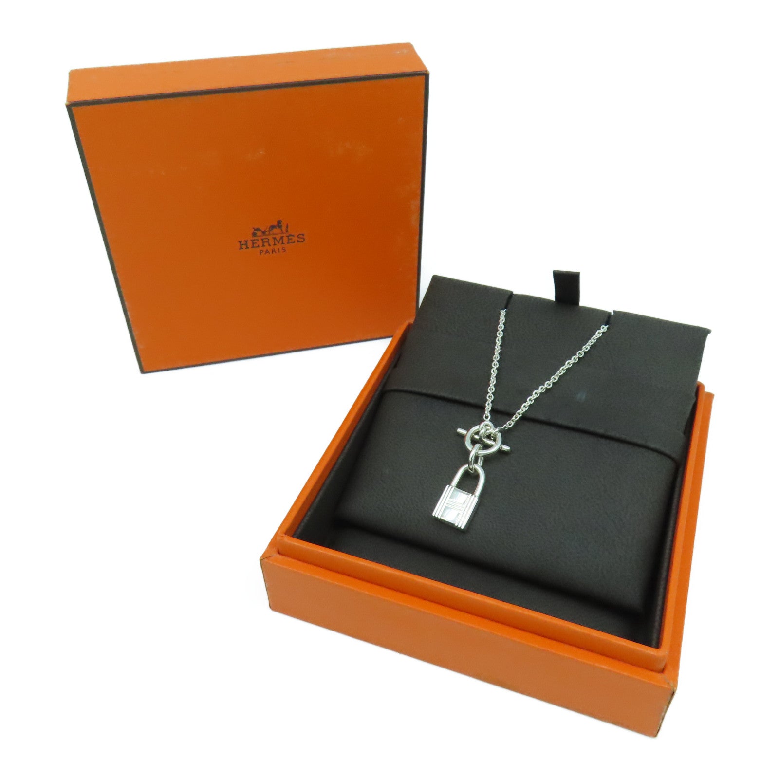 HERMES 925純銀Kelly Cadenas Pendant項鍊銀色