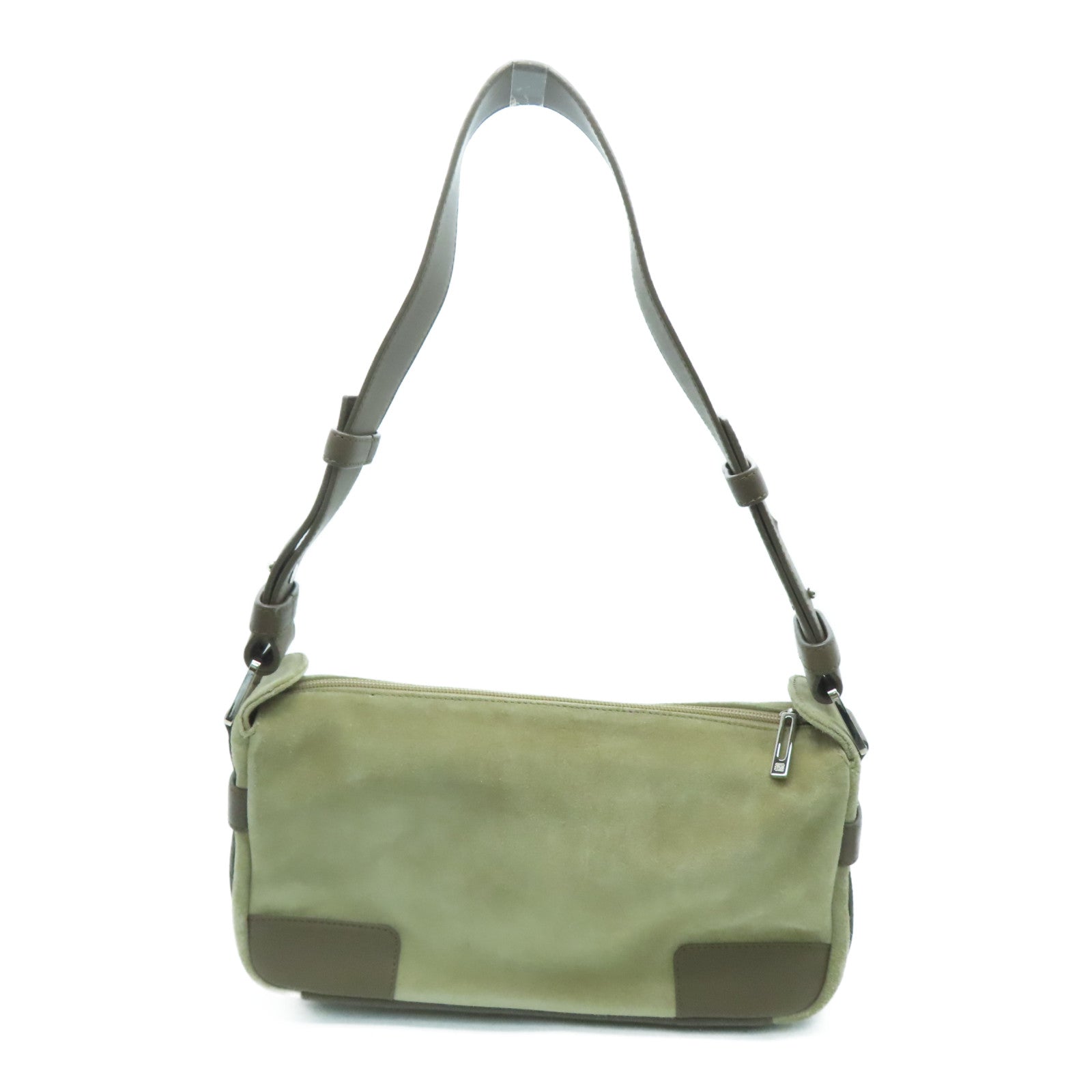 LOEWE 麂皮牛革Shoulder Bag银扣肩背袋杏色