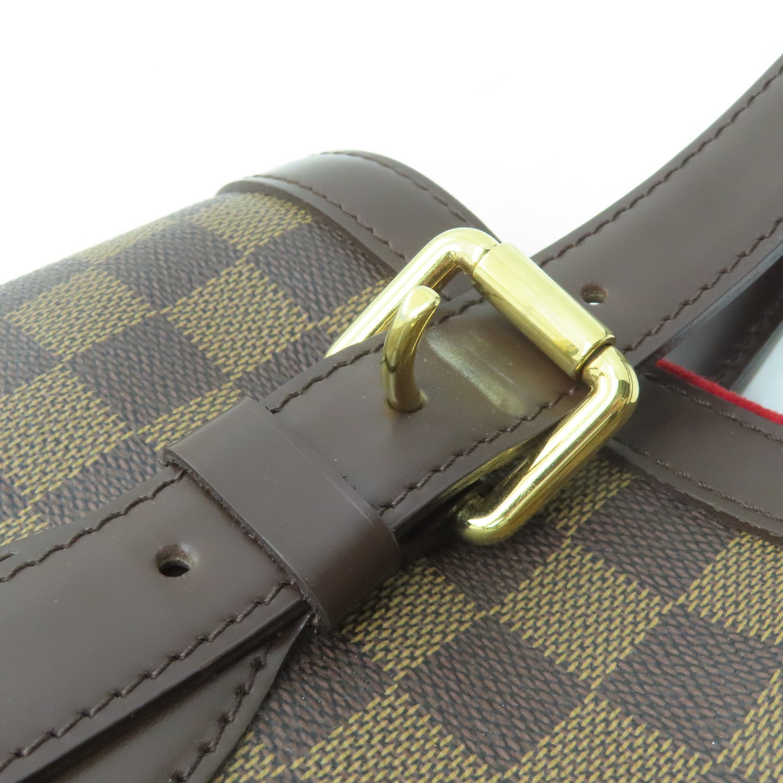 LOUIS VUITTON Damier Hampstead MM Gold Buckle Shoulder Bag Brown