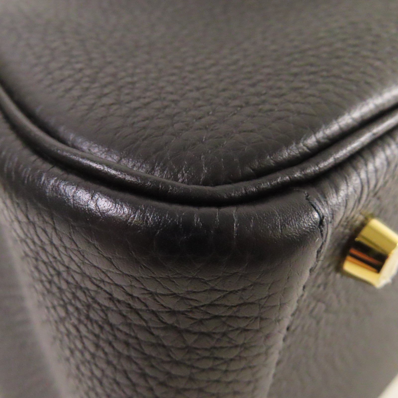 HERMES Clemence皮革Lindy 26 Shoulder Bag金扣肩背黑色