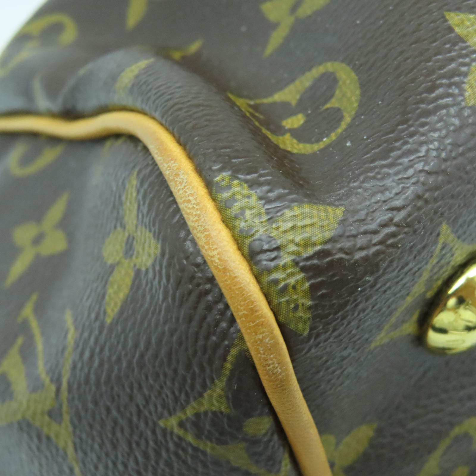 LOUIS VUITTON Monogram Tivoli PM金扣手挽袋棕色