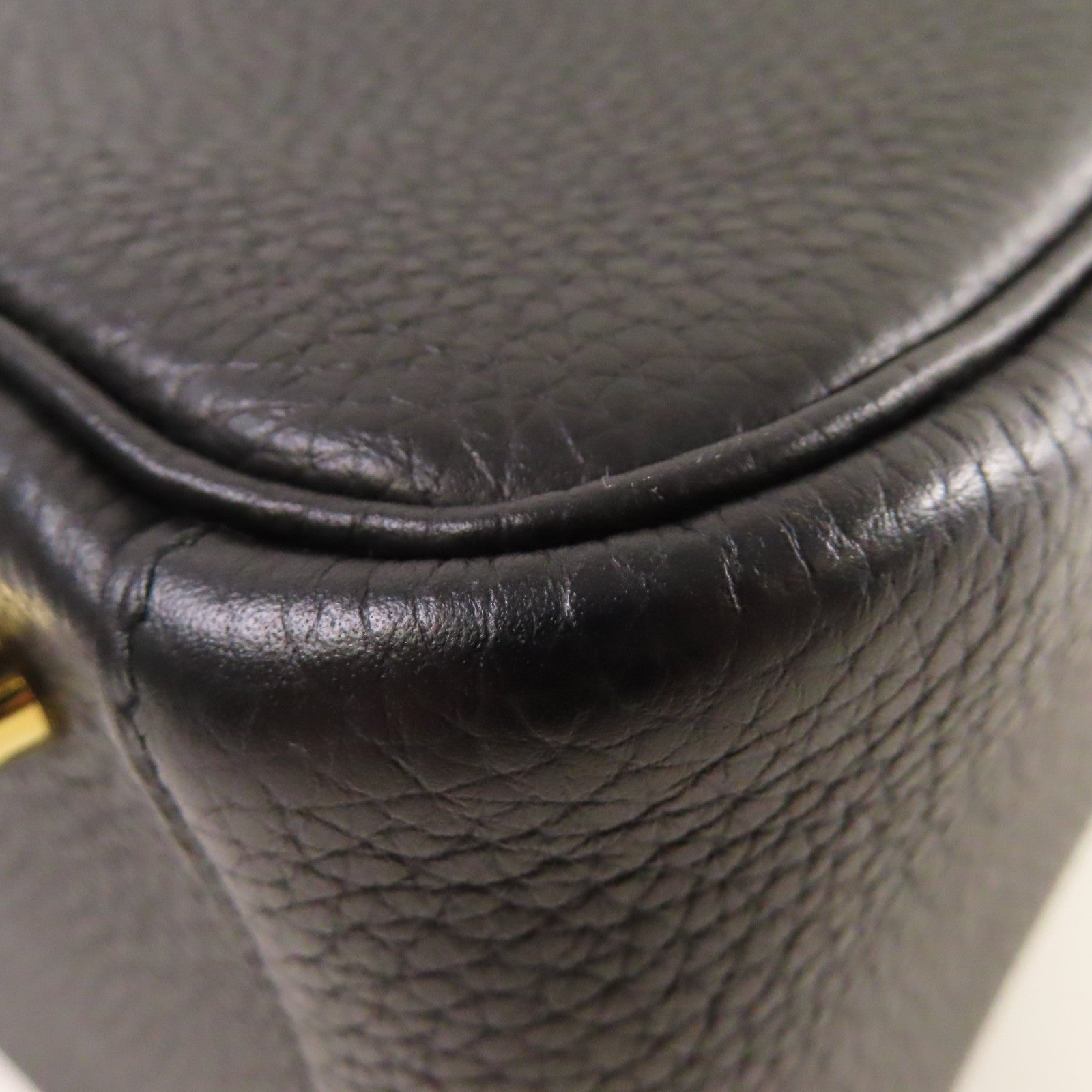 HERMES Clemence皮革Lindy 26 Shoulder Bag金扣肩背黑色