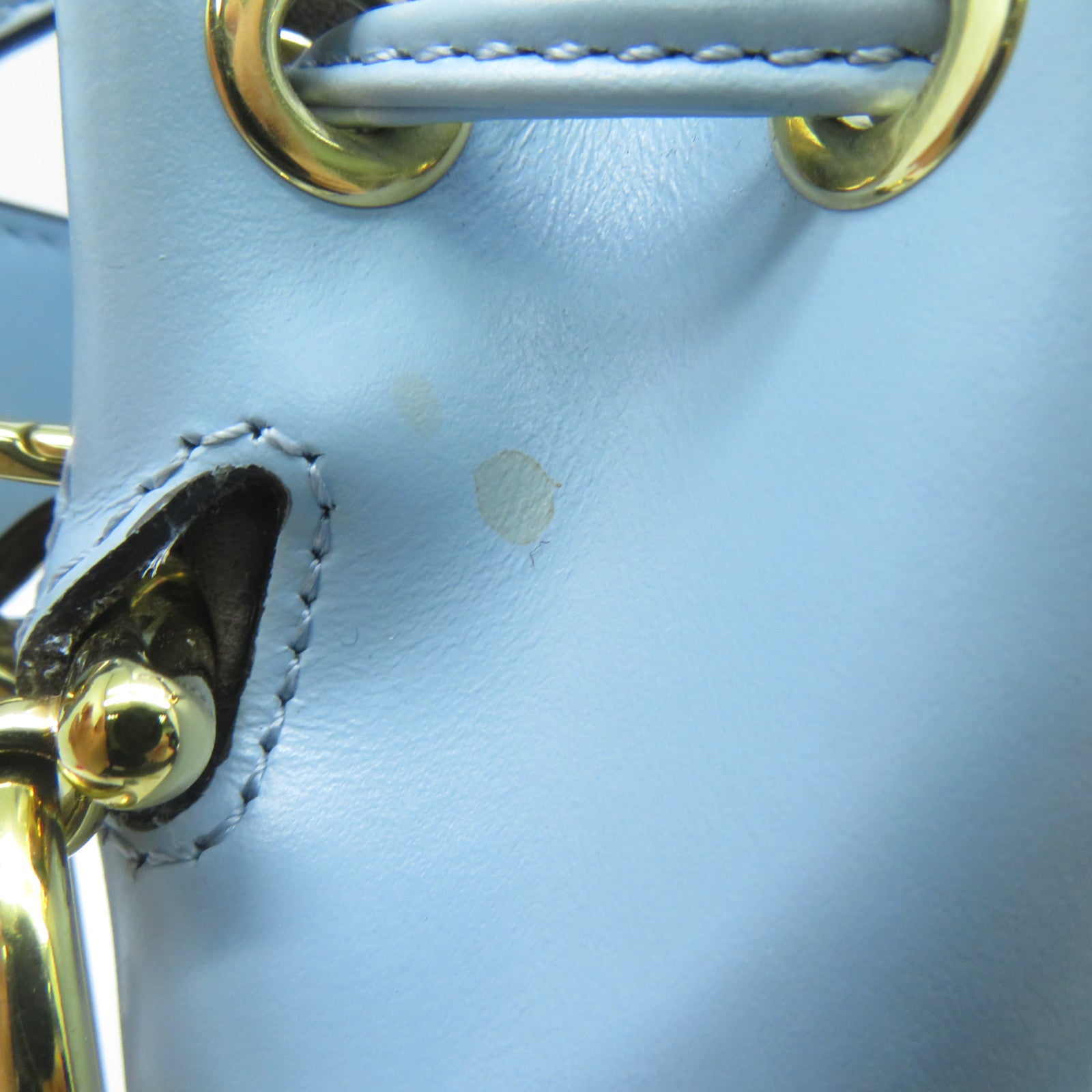 FENDI 牛皮皮革2 Way Shoulder金扣手挽肩背兩用袋淺藍色