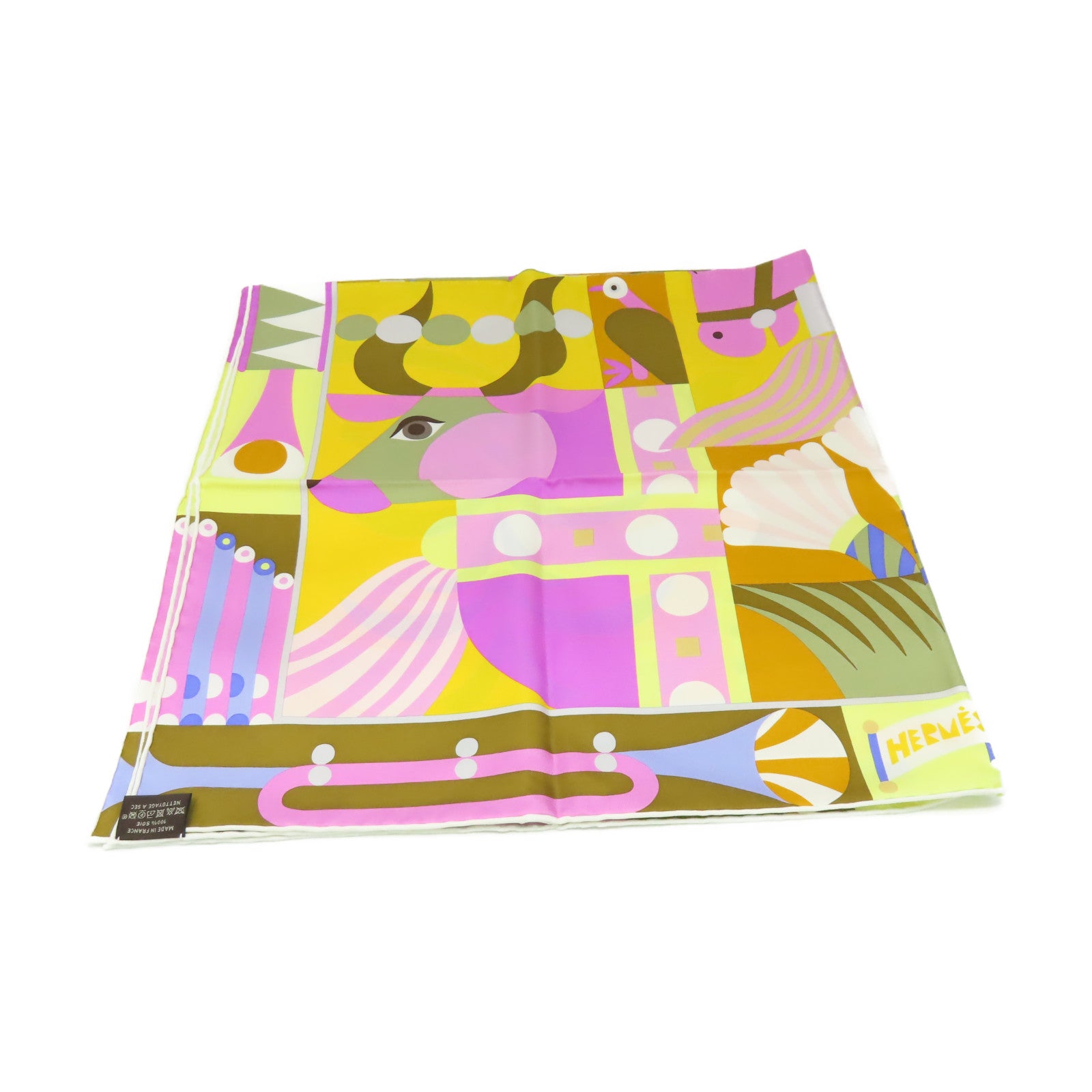 HERMES 【激減優惠】絲質Scarf 90x90絲巾黃色/紫色/彩色