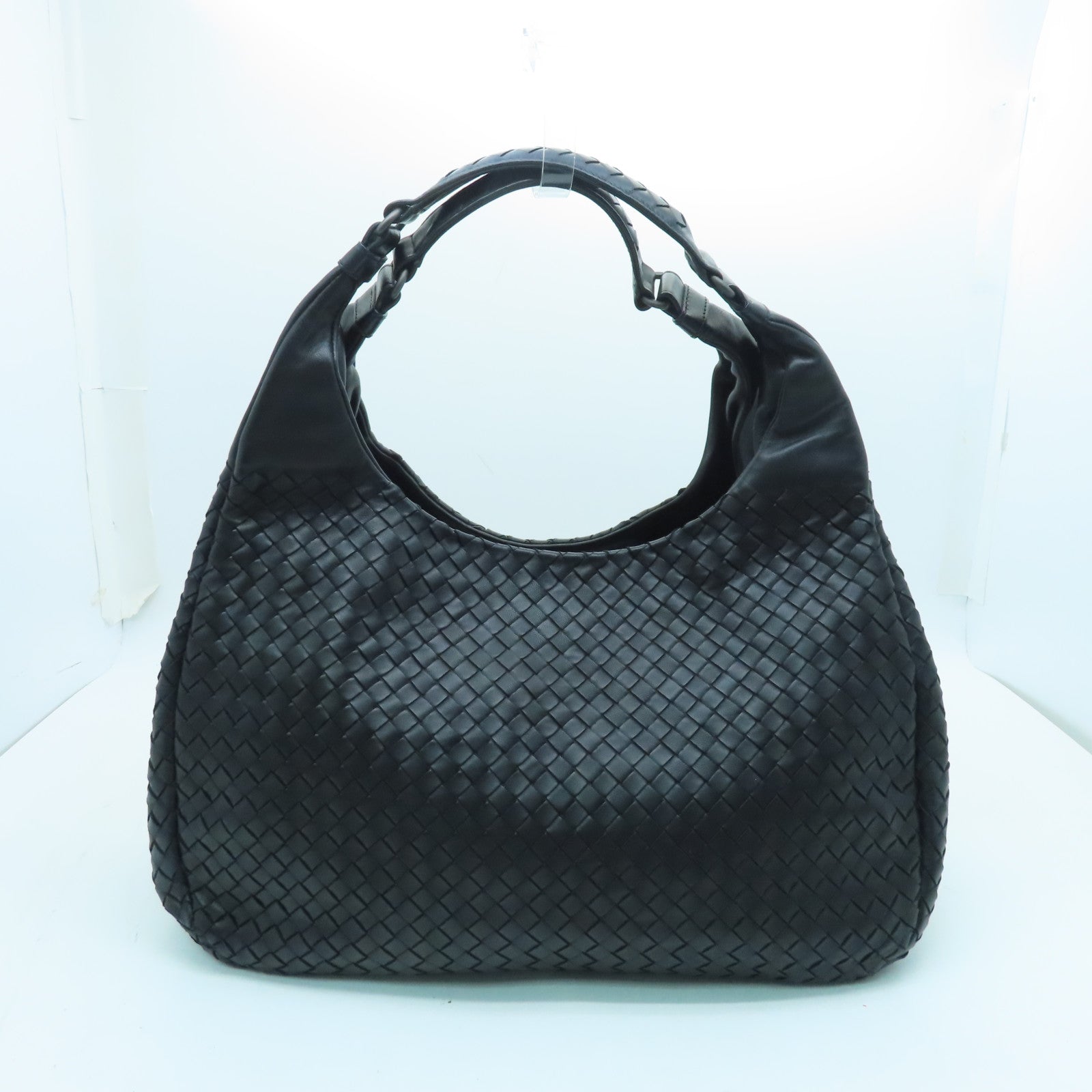 BOTTEGA VENETA Sheepskin Leather Shoulder Bag Black Buckle Black