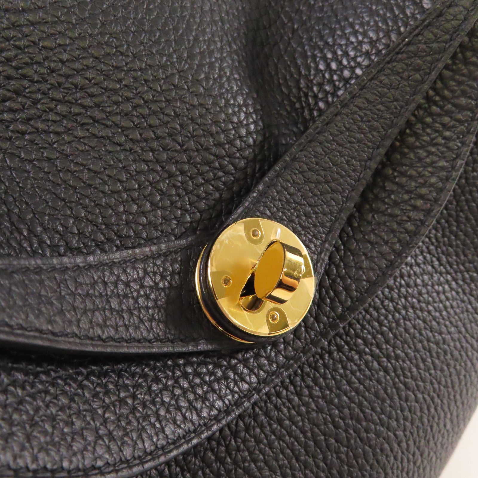 HERMES Clemence皮革Lindy 26 Shoulder Bag金扣肩背黑色