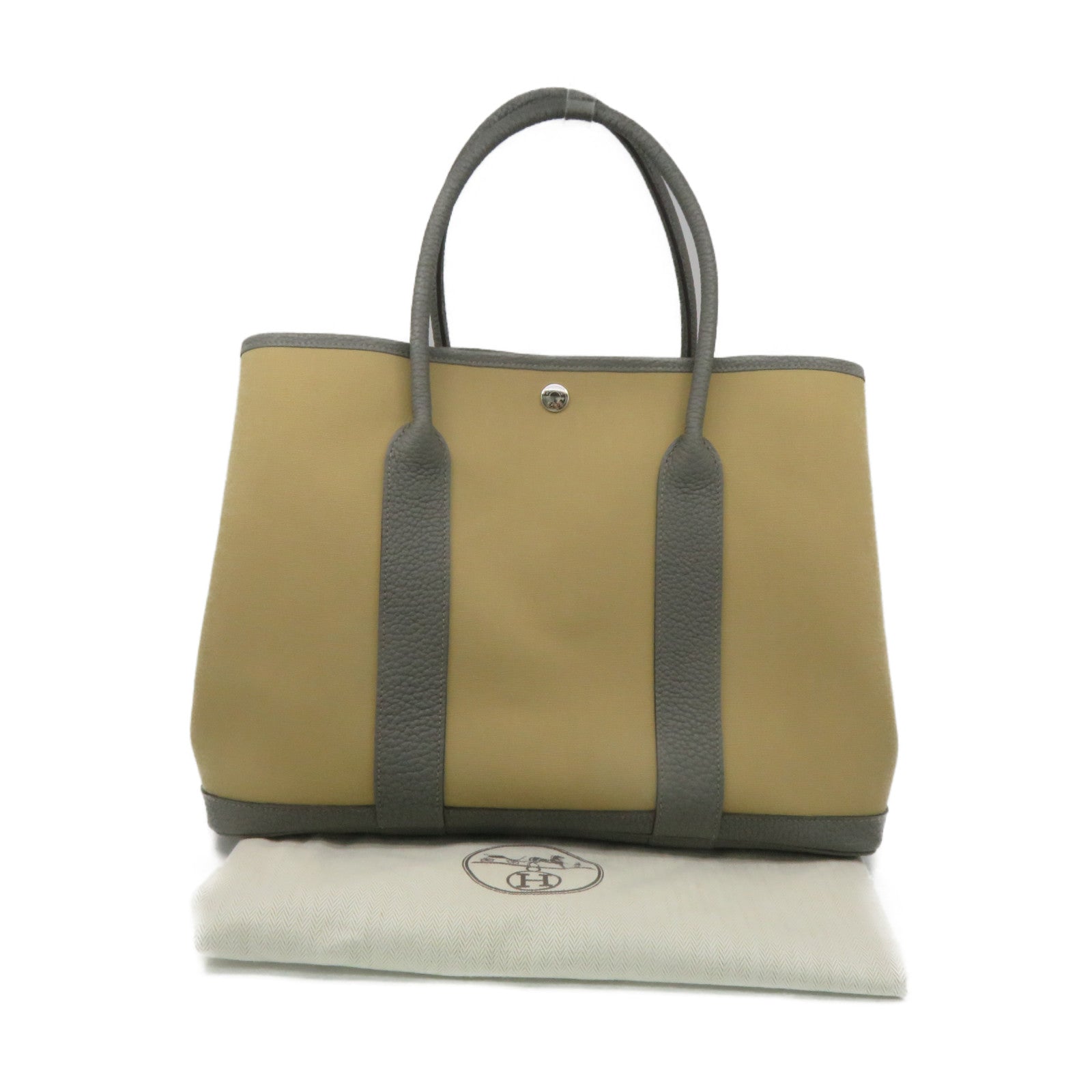HERMES 帆布Garden Party TPM Tote Bag手挽袋積雨雲灰/風暴藍