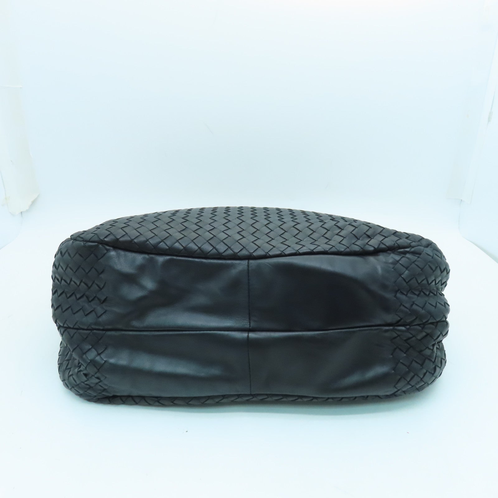 BOTTEGA VENETA Sheepskin Leather Shoulder Bag Black Buckle Black