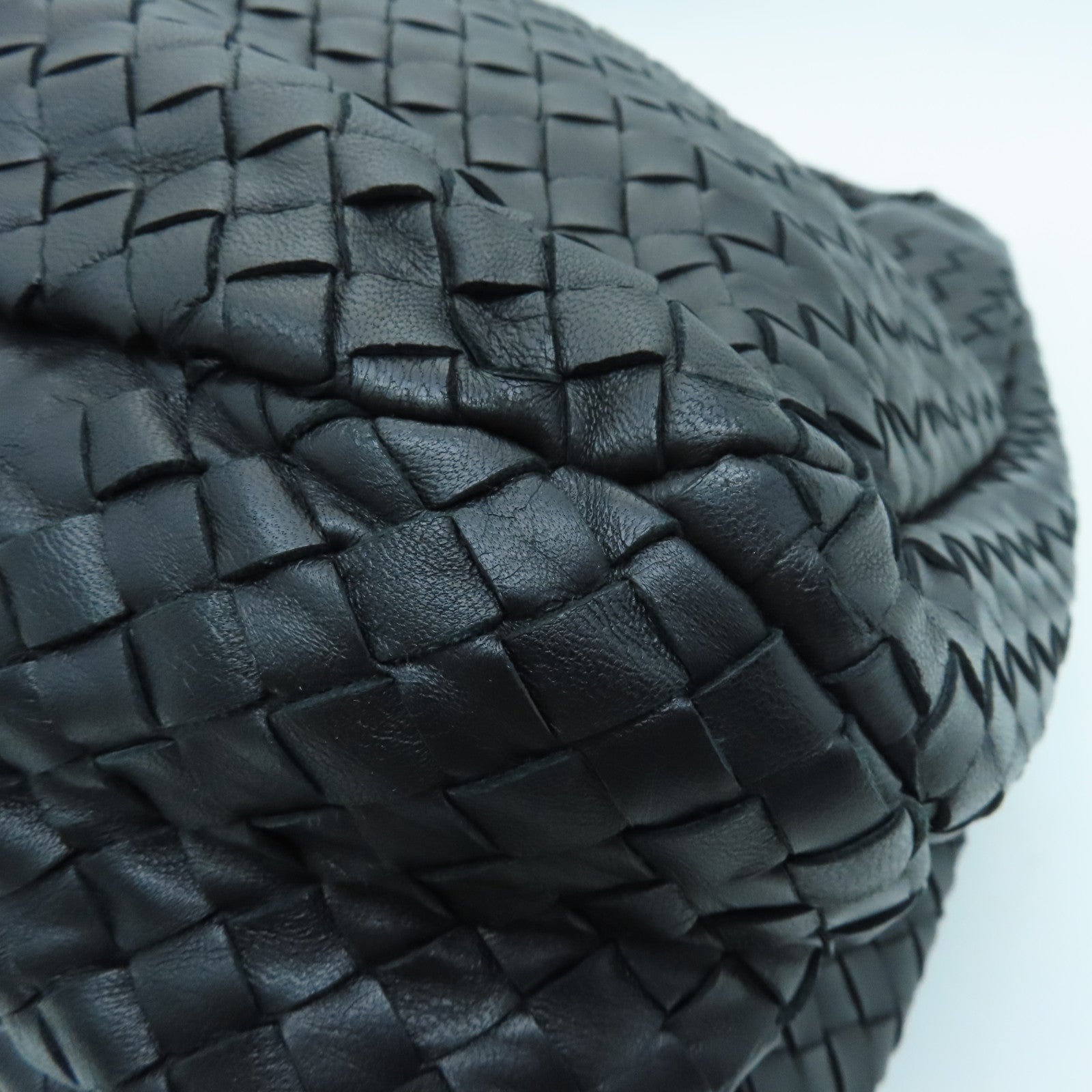 BOTTEGA VENETA Sheepskin Leather Shoulder Bag Black Buckle Black