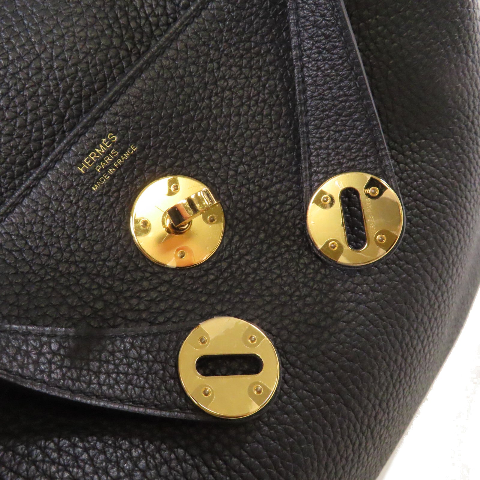 HERMES Clemence皮革Lindy 26 Shoulder Bag金扣肩背黑色