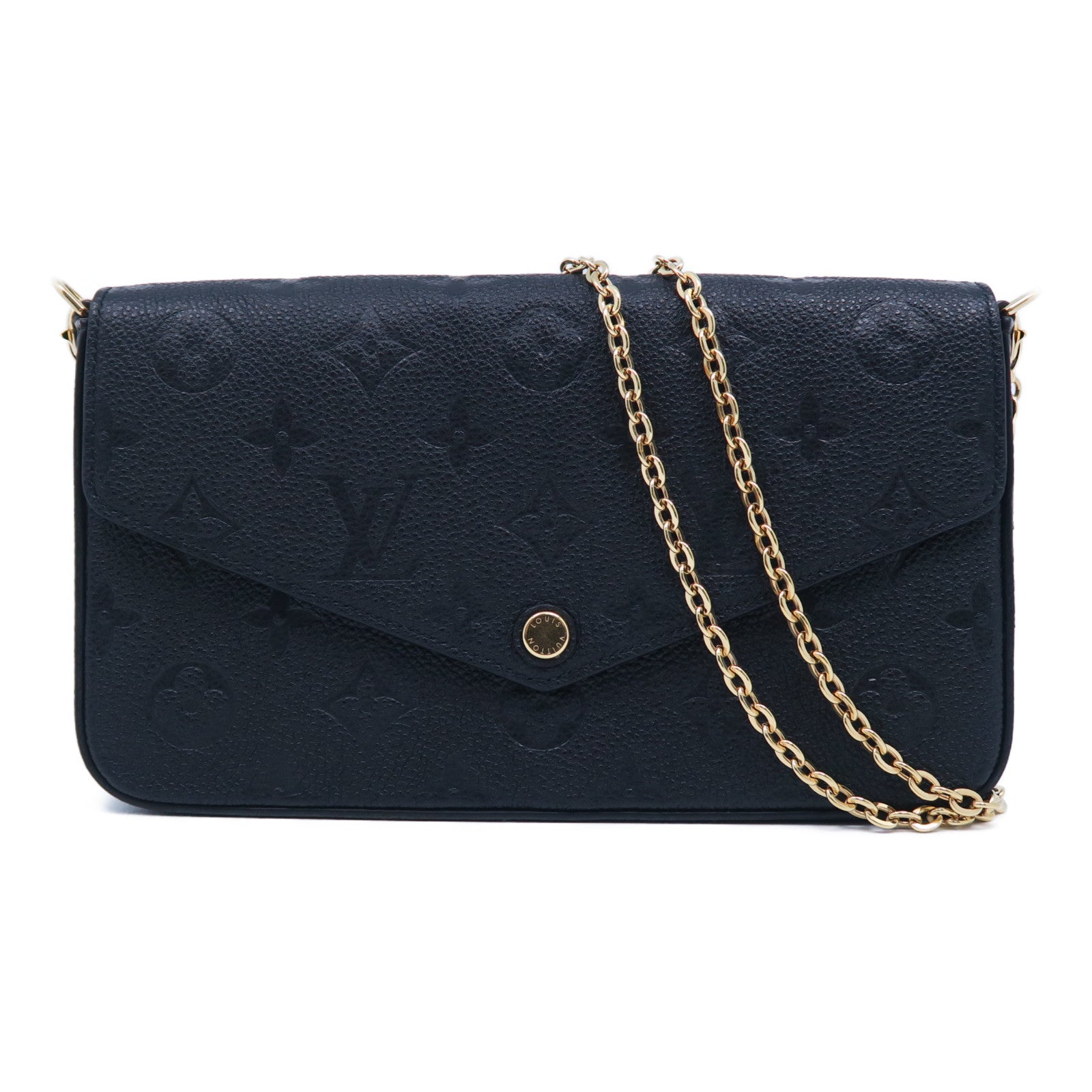 LOUIS VUITTON Monogram Empreinte Felicie Pochette金扣鏈帶肩背袋黑色