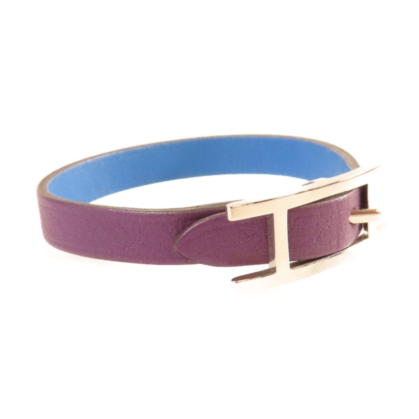 HERMES Swift皮革Behapi XS Bracelet銀扣手鏈紫色/藍色