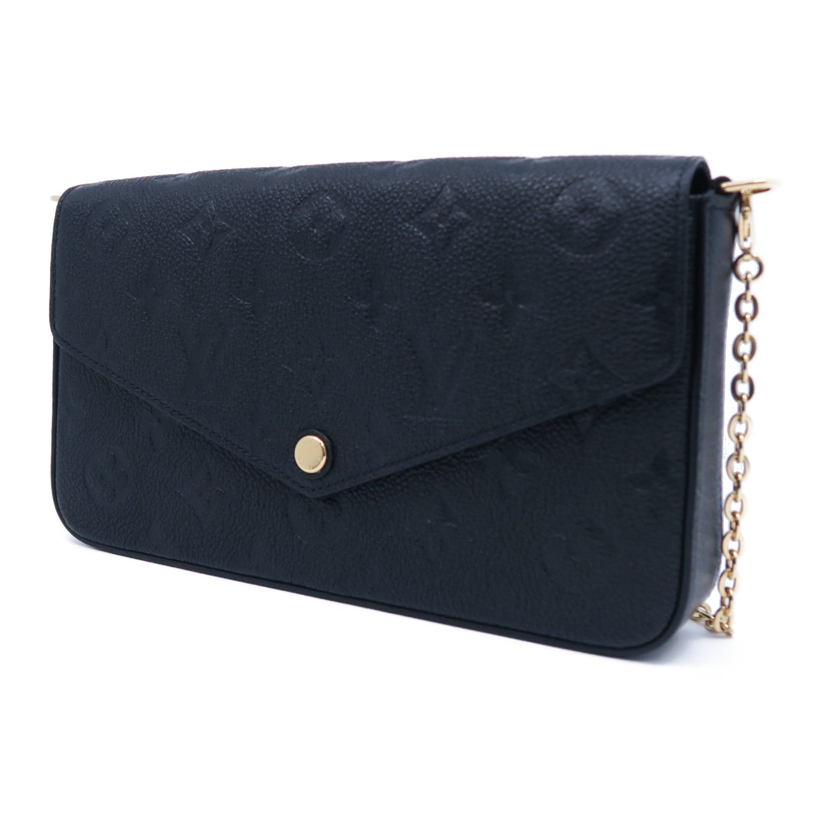 LOUIS VUITTON Monogram Empreinte Felicie Pochette金扣鏈帶肩背袋黑色