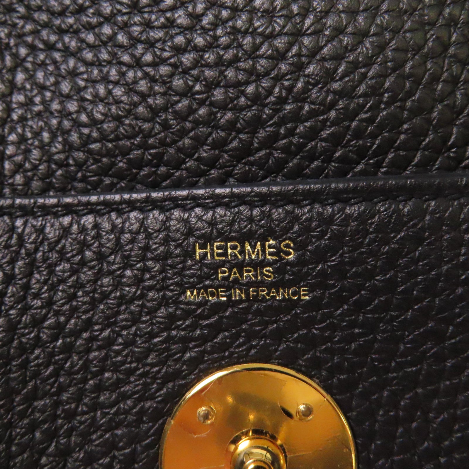 HERMES Clemence皮革Lindy 26 Shoulder Bag金扣肩背黑色