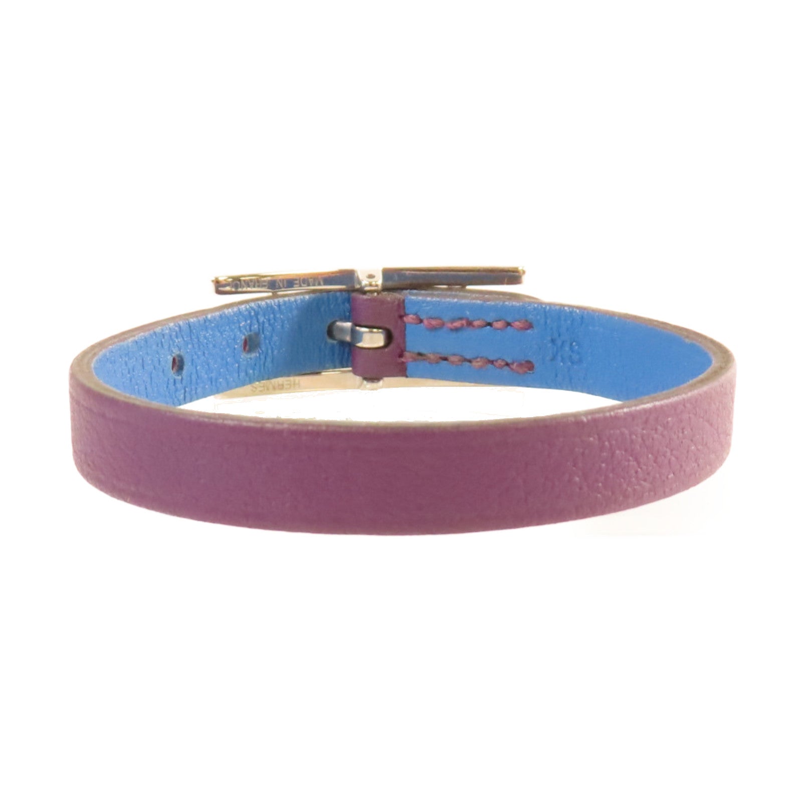 HERMES Swift皮革Behapi XS Bracelet銀扣手鏈紫色/藍色