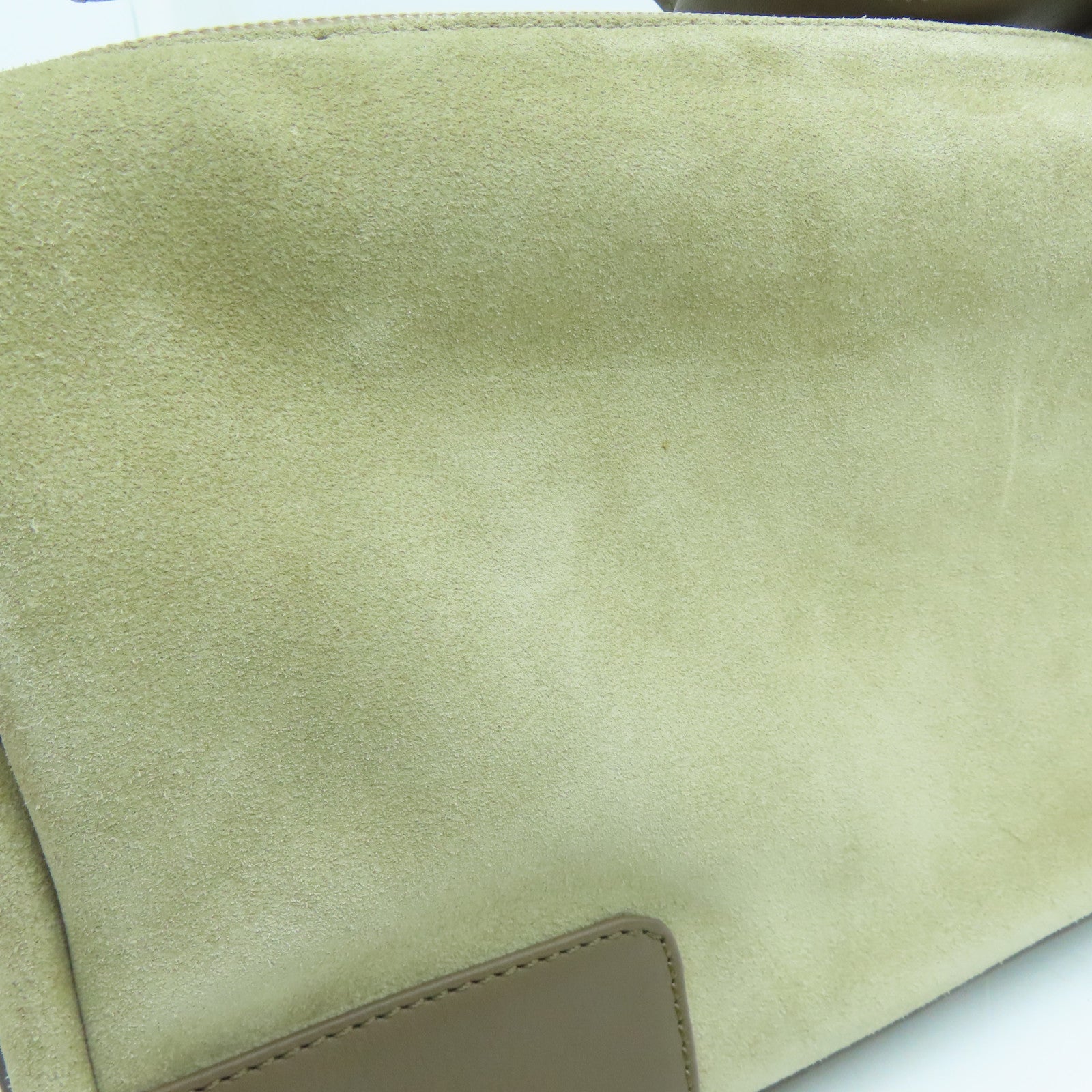 LOEWE 麂皮牛革Shoulder Bag银扣肩背袋杏色
