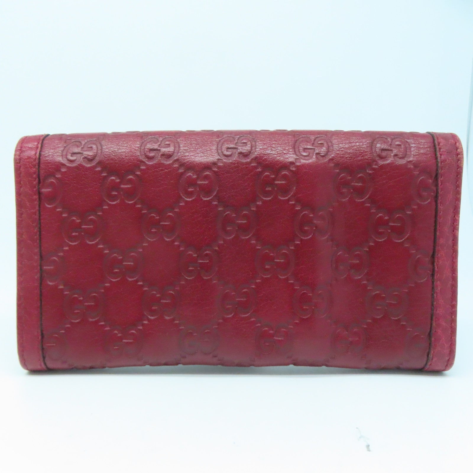 GUCCI 牛皮皮革Long Wallet金扣长钱包红色