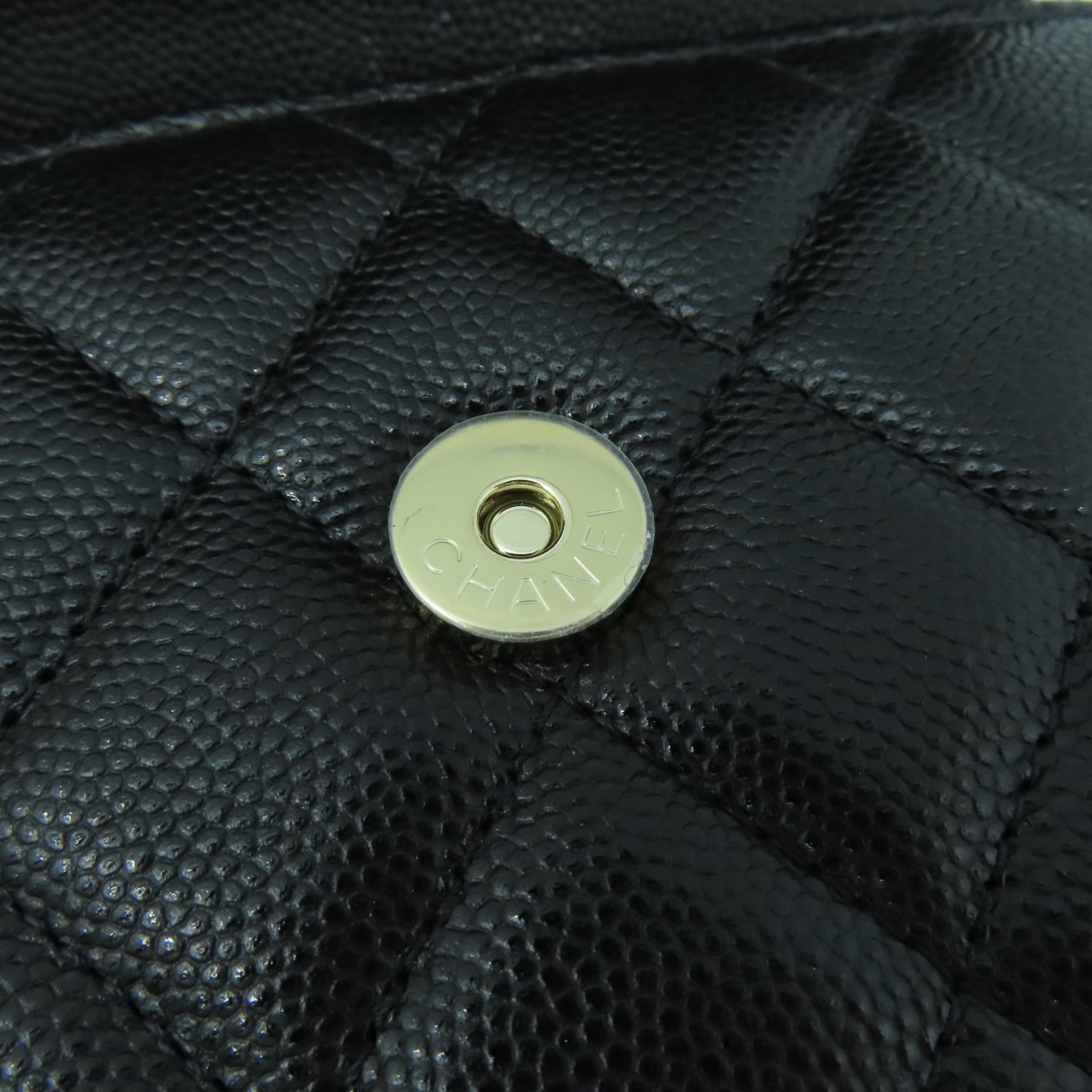 CHANEL 菱格Caviar皮革Chain Shoulder銀扣鏈帶手挽肩背兩用袋黑色