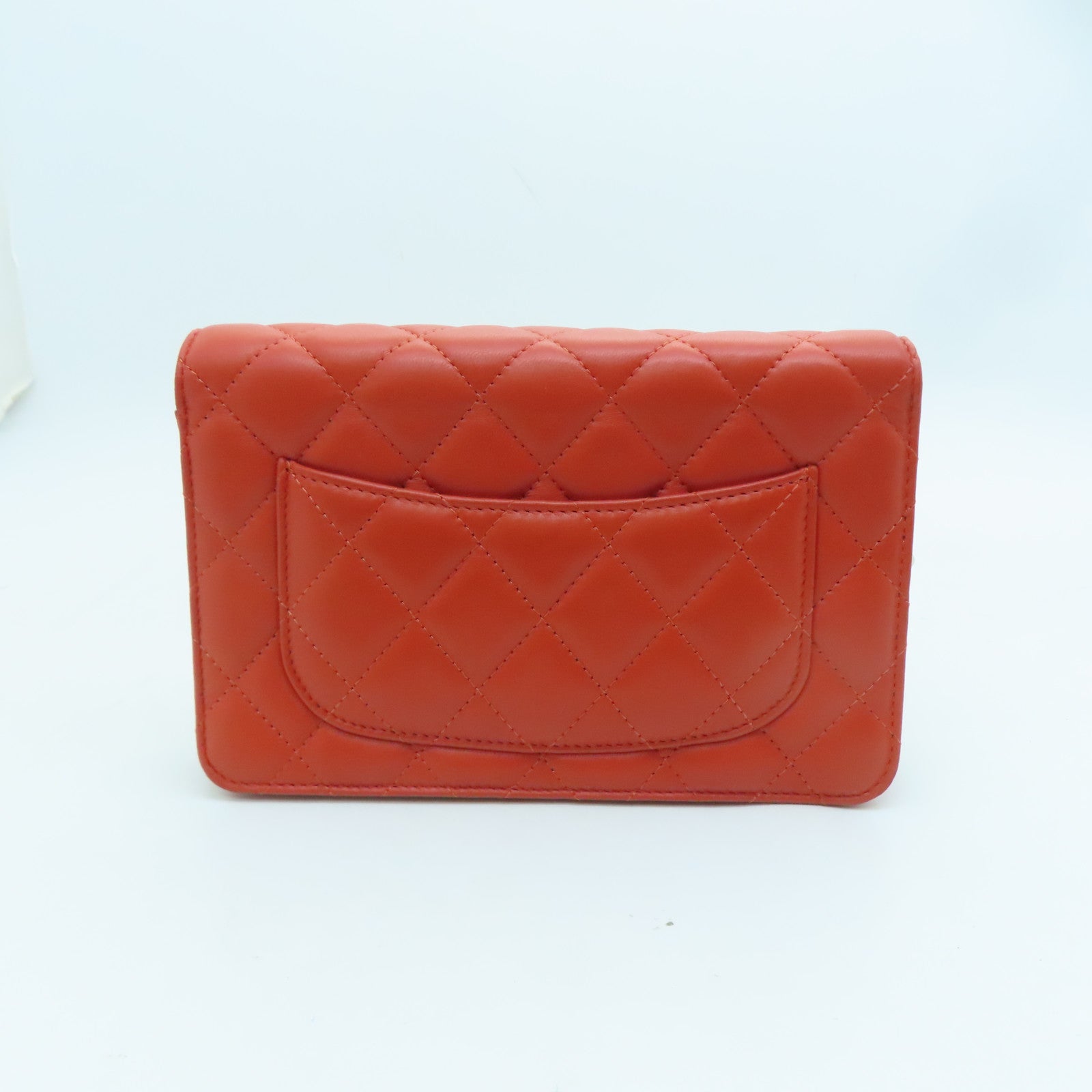 CHANEL Rhombus Sheepskin Leather Chain Shoulder Silver Buckle Chain Shoulder Bag Red
