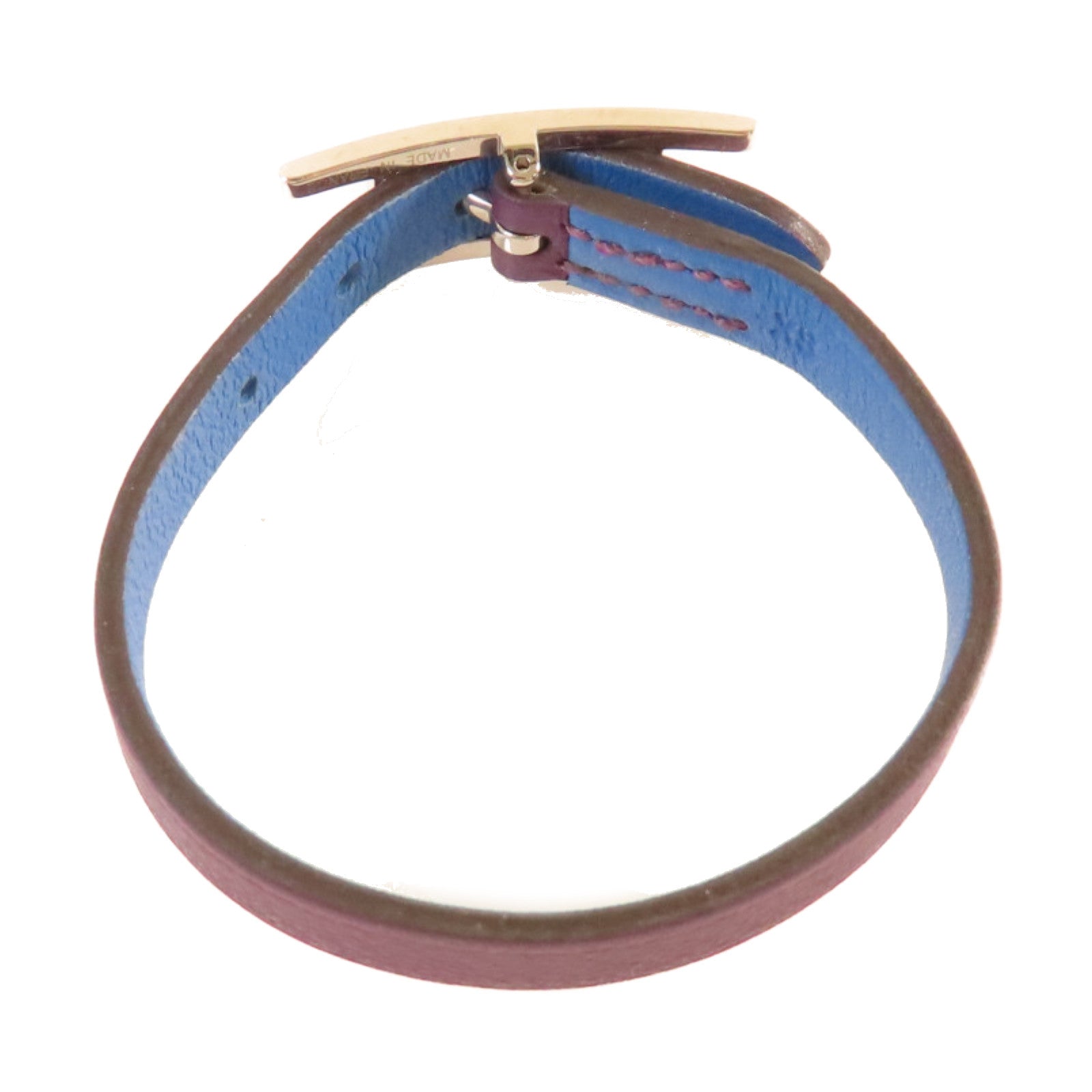 HERMES Swift皮革Behapi XS Bracelet銀扣手鏈紫色/藍色