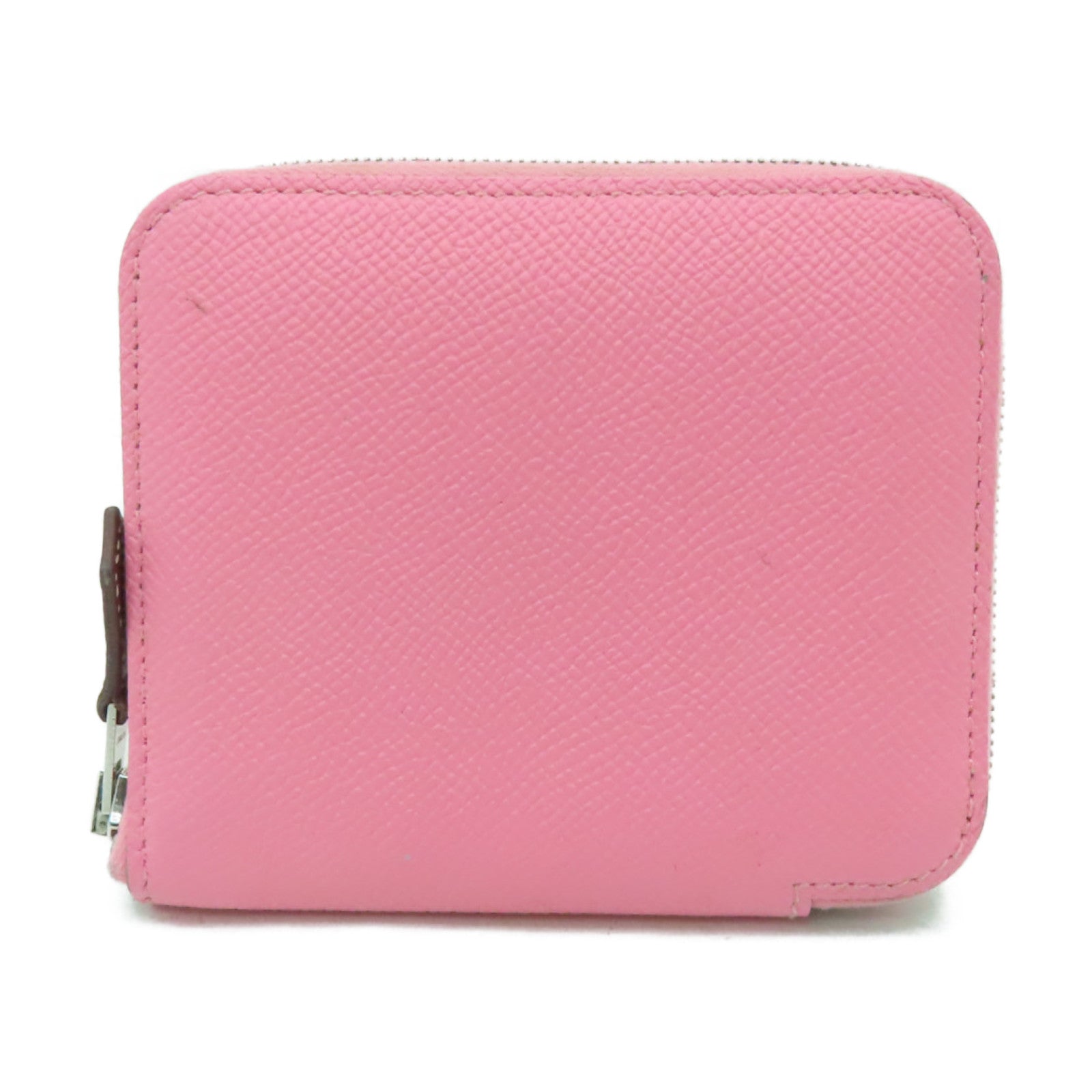 HERMES Epsom皮革Compact Wallet銀扣錢包Rose Sakura粉紅色