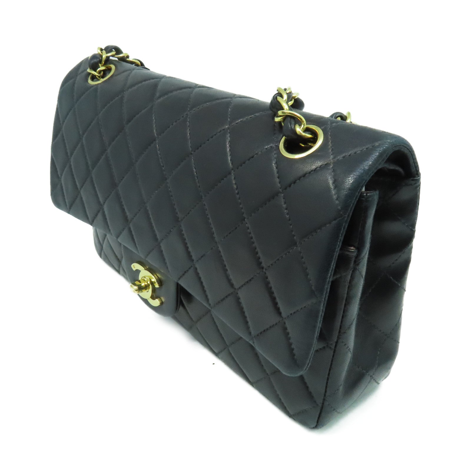 CHANEL 【激減優惠】菱格羊皮皮革Classic Flap Jumbo Chain Shoulder Bag銀扣鏈帶肩背袋黑色