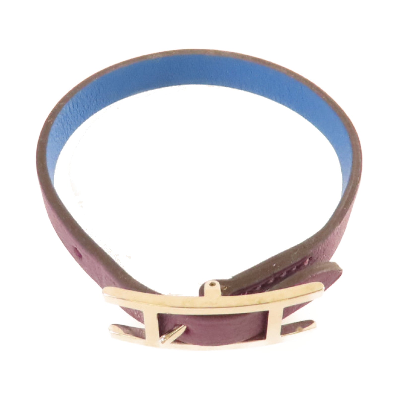 HERMES Swift皮革Behapi XS Bracelet銀扣手鏈紫色/藍色