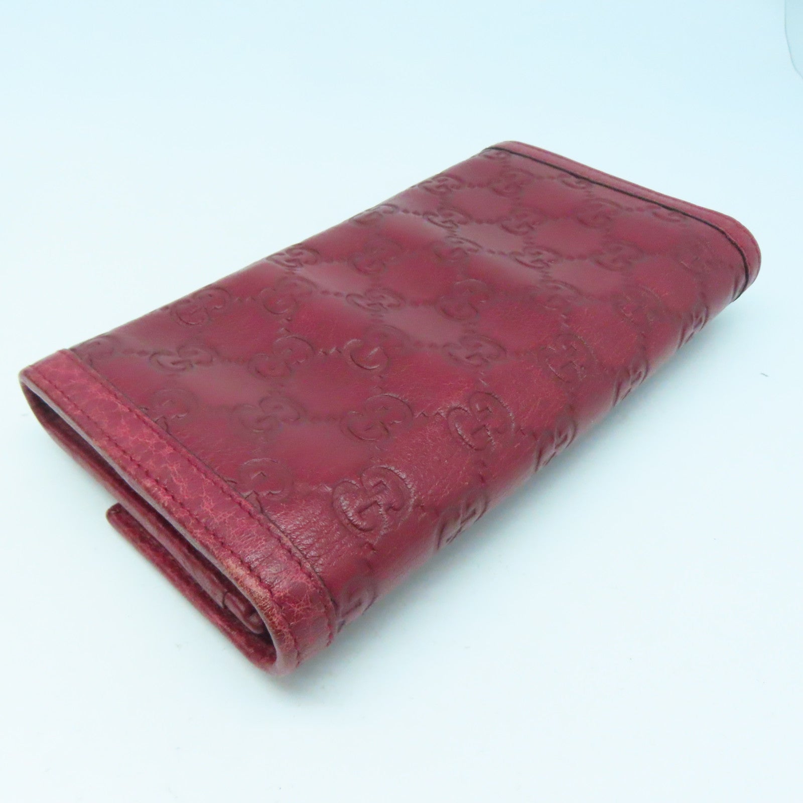 GUCCI 牛皮皮革Long Wallet金扣长钱包红色