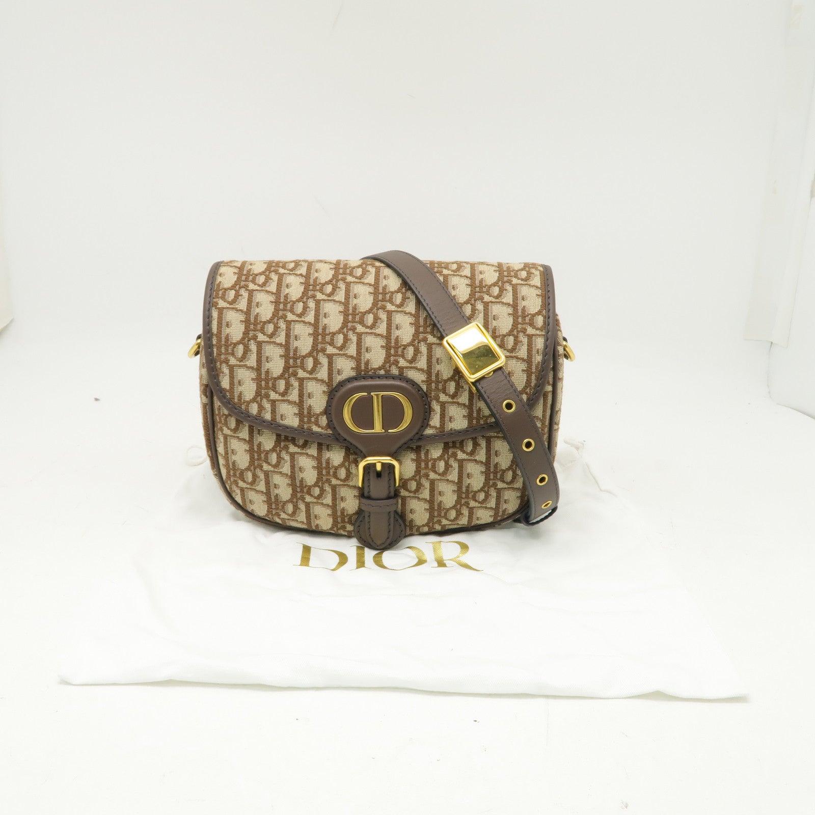 Dior 帆布Bobby金扣肩背袋啡色
