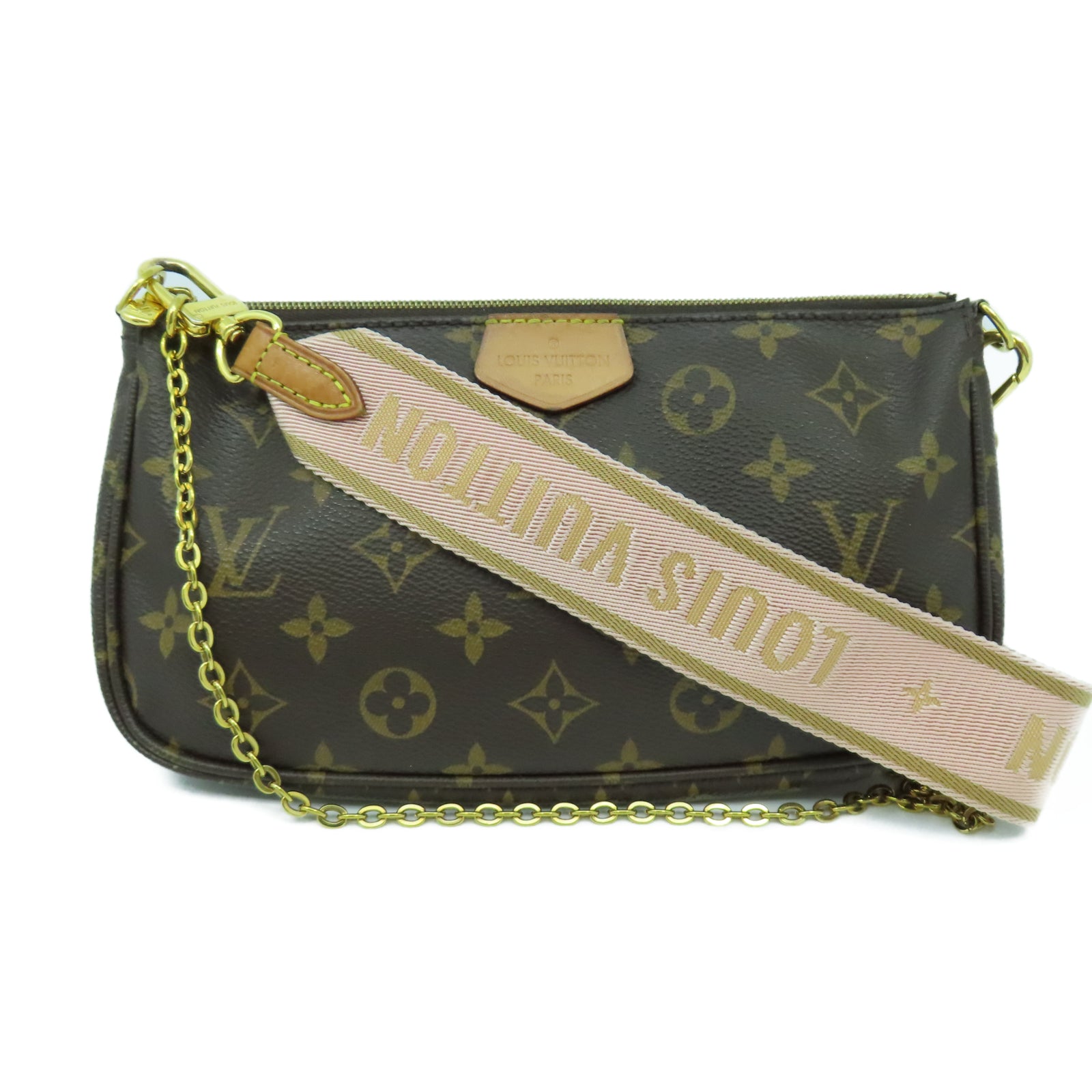 LOUIS VUITTON Monogram Multipochette Accessories金扣手挽肩背兩用袋啡色