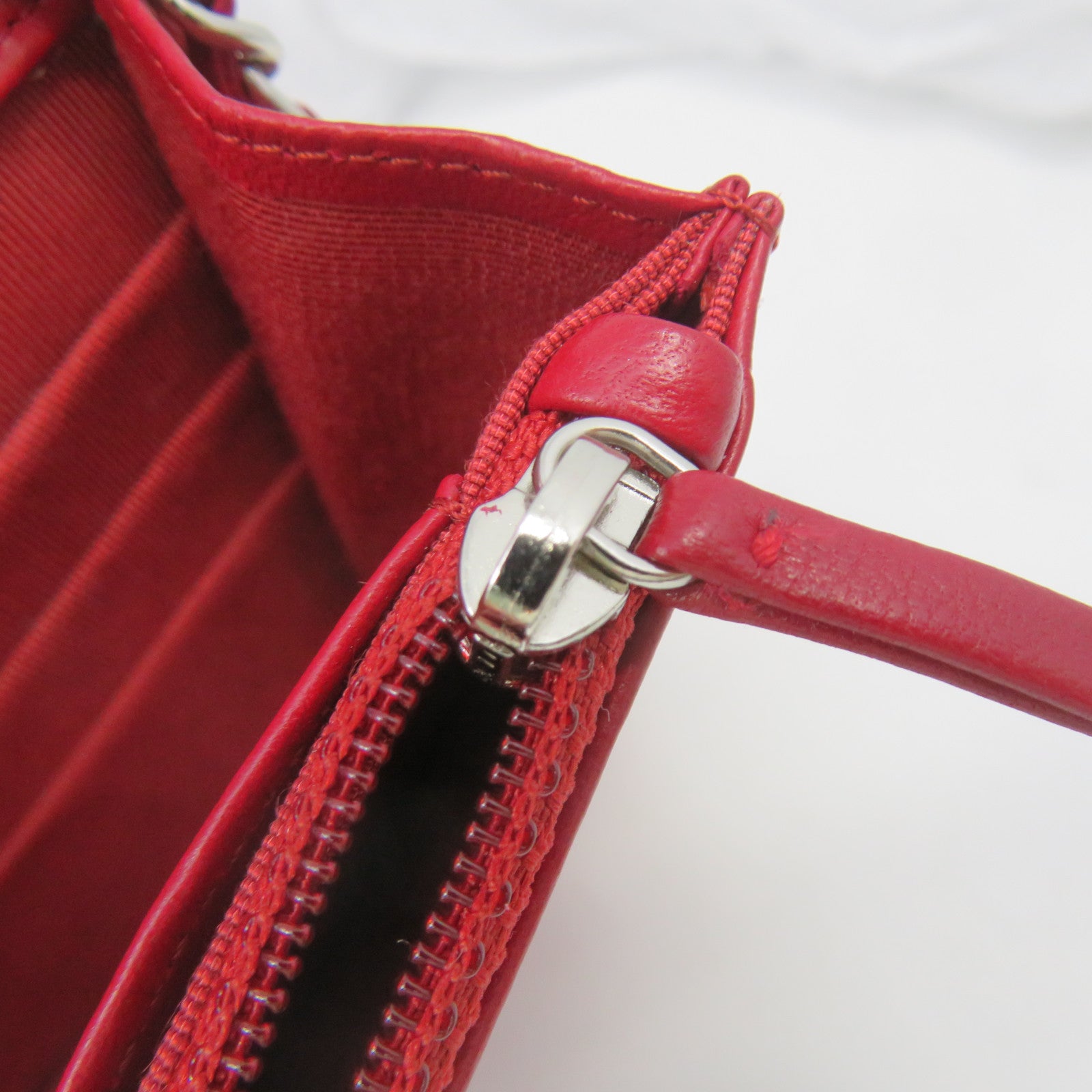 CHANEL 菱格羊皮皮革WOC Chain Shoulder Bag銀扣鏈帶錢包肩背袋紅色