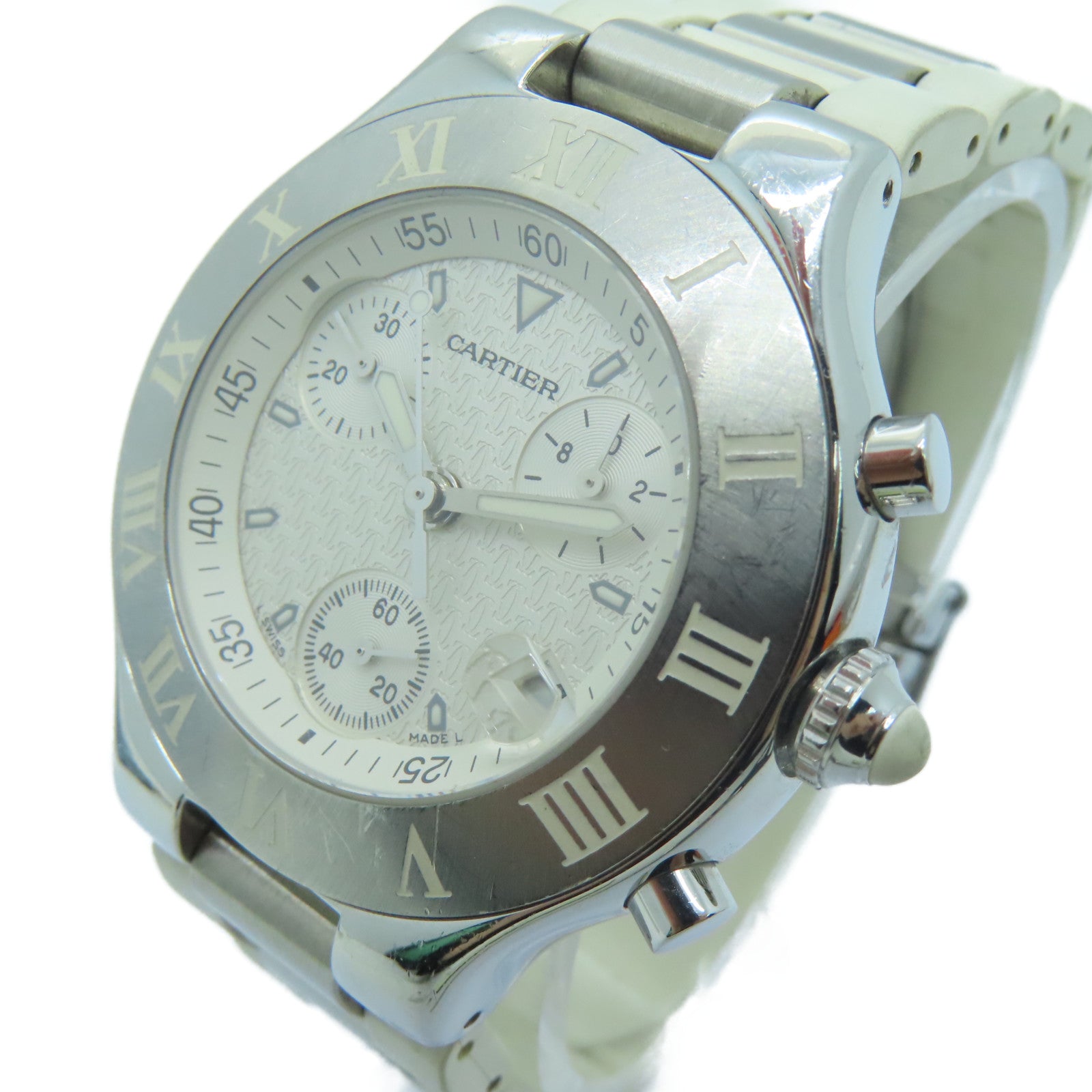 CARTIER 不锈钢/橡胶带手表石英机芯白色