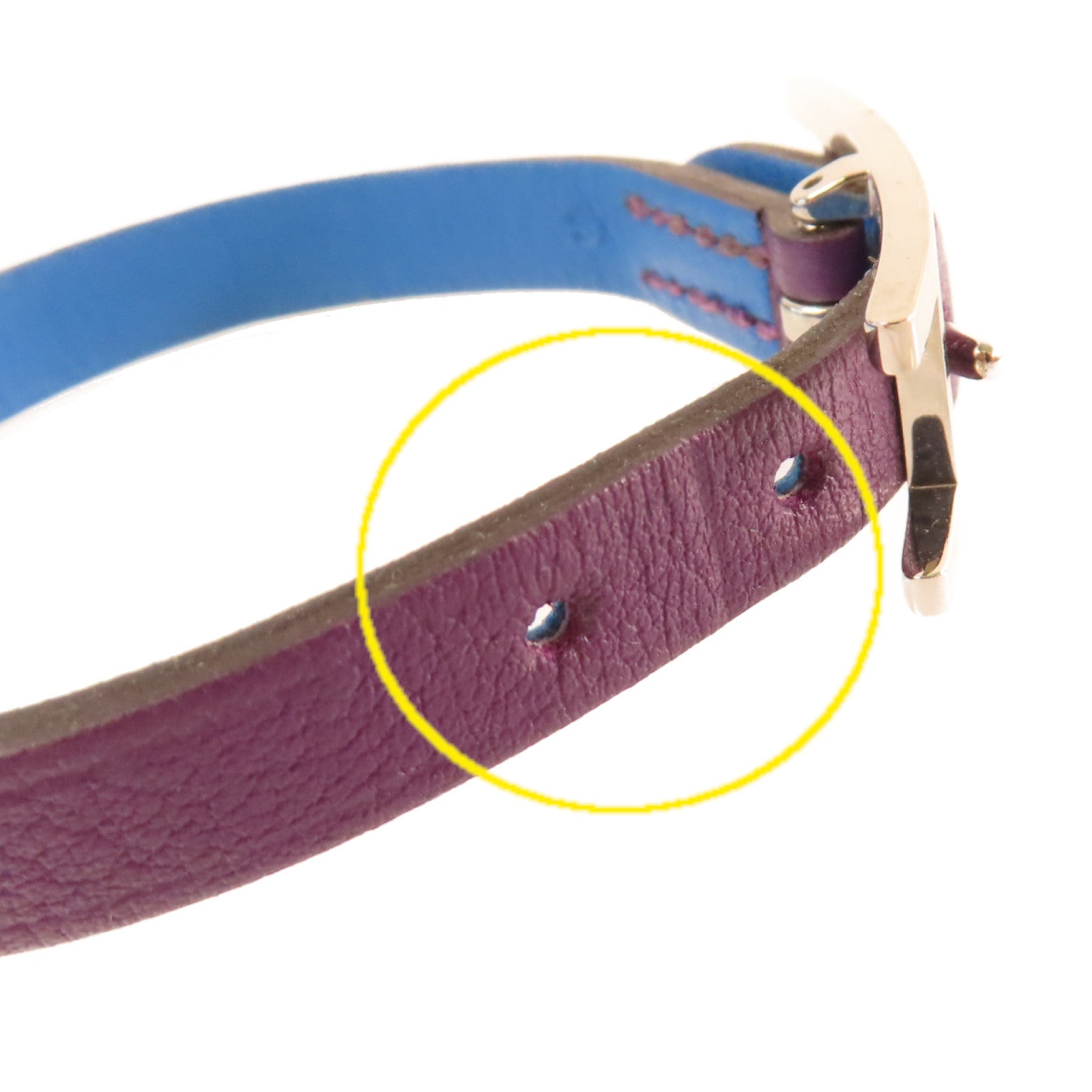 HERMES Swift皮革Behapi XS Bracelet銀扣手鏈紫色/藍色