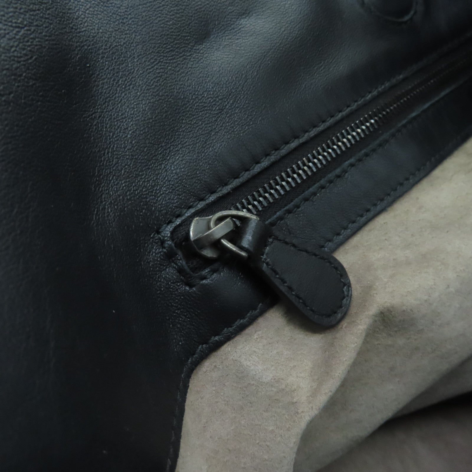 BOTTEGA VENETA Sheepskin Leather Shoulder Bag Black Buckle Black