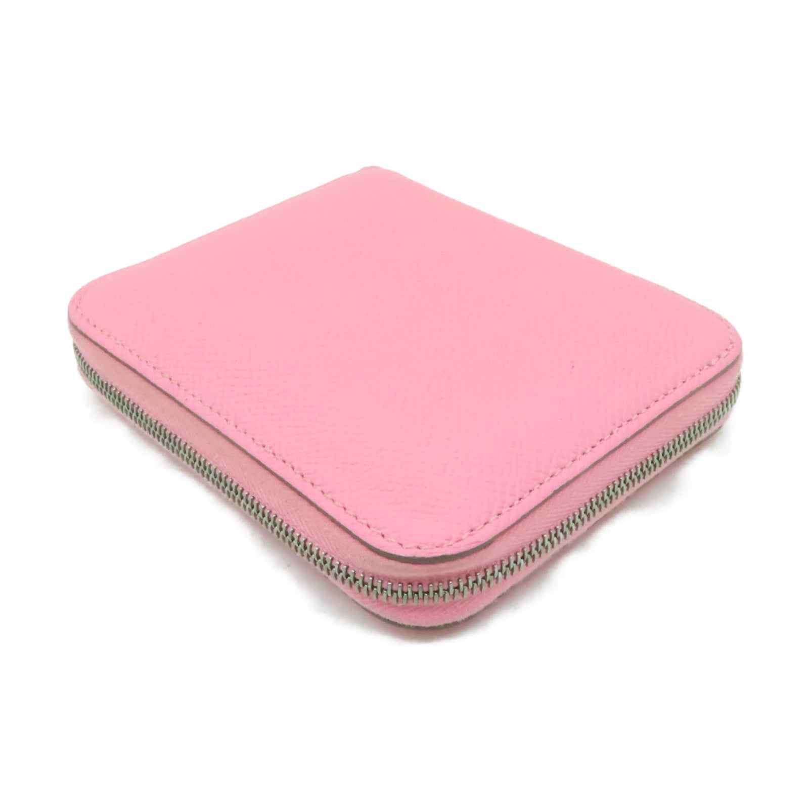 HERMES Epsom皮革Compact Wallet銀扣錢包Rose Sakura粉紅色