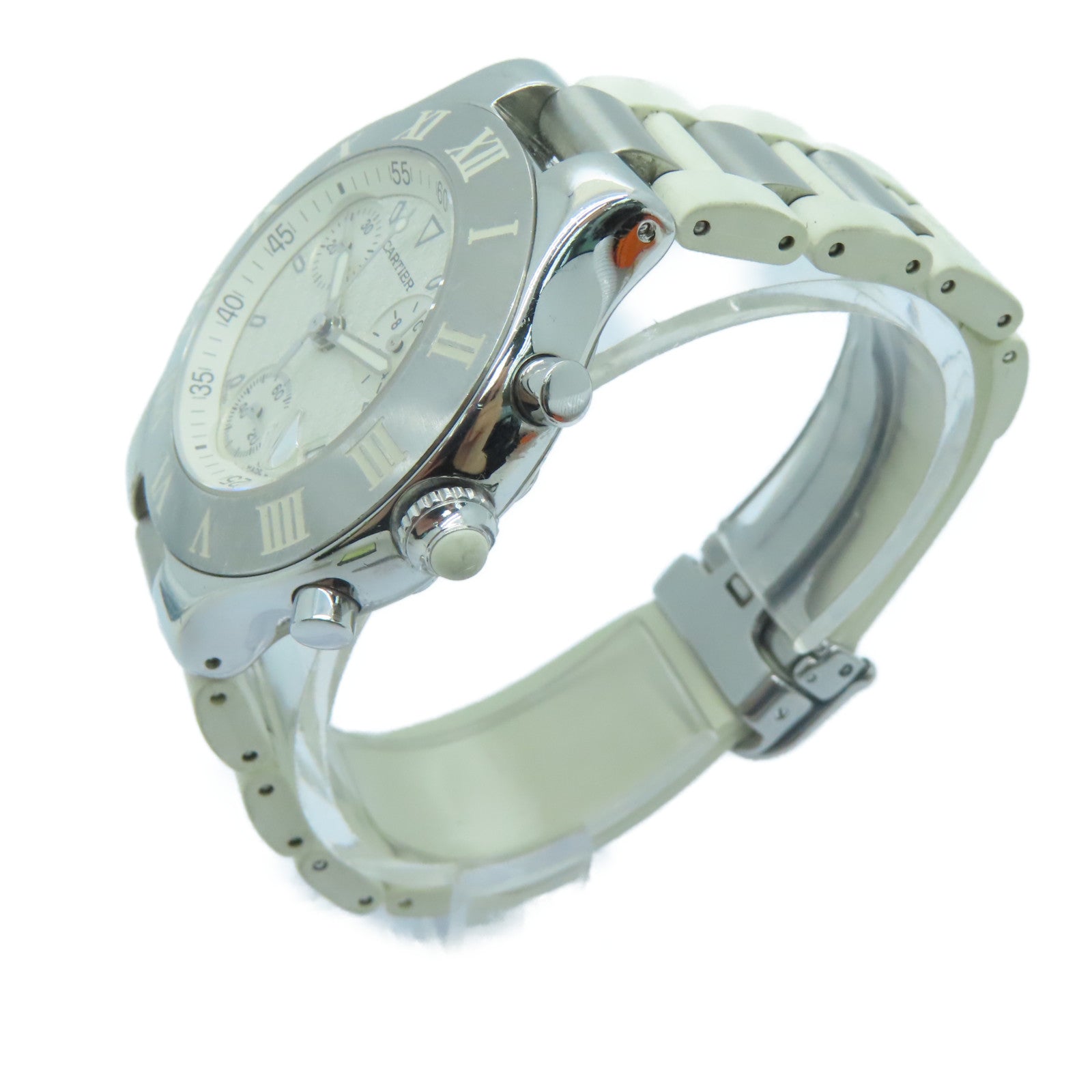 CARTIER 不锈钢/橡胶带手表石英机芯白色