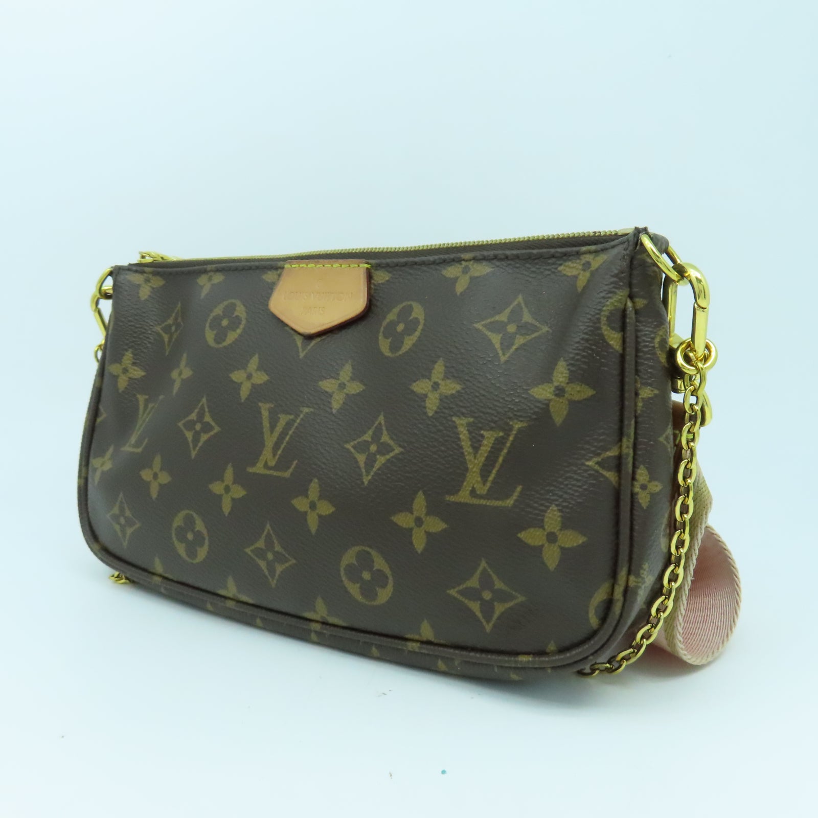 LOUIS VUITTON Monogram Multipochette Accessories金扣手挽肩背兩用袋啡色