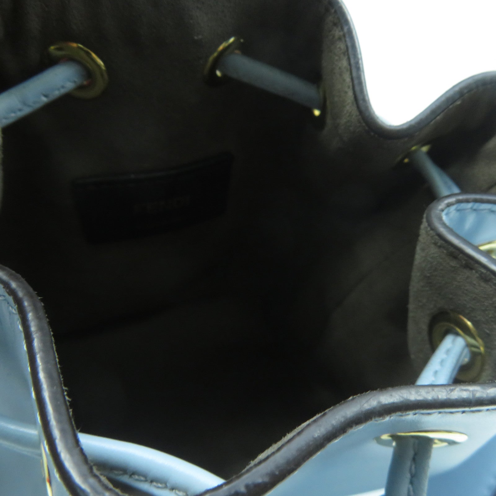 FENDI 牛皮皮革2 Way Shoulder金扣手挽肩背兩用袋淺藍色