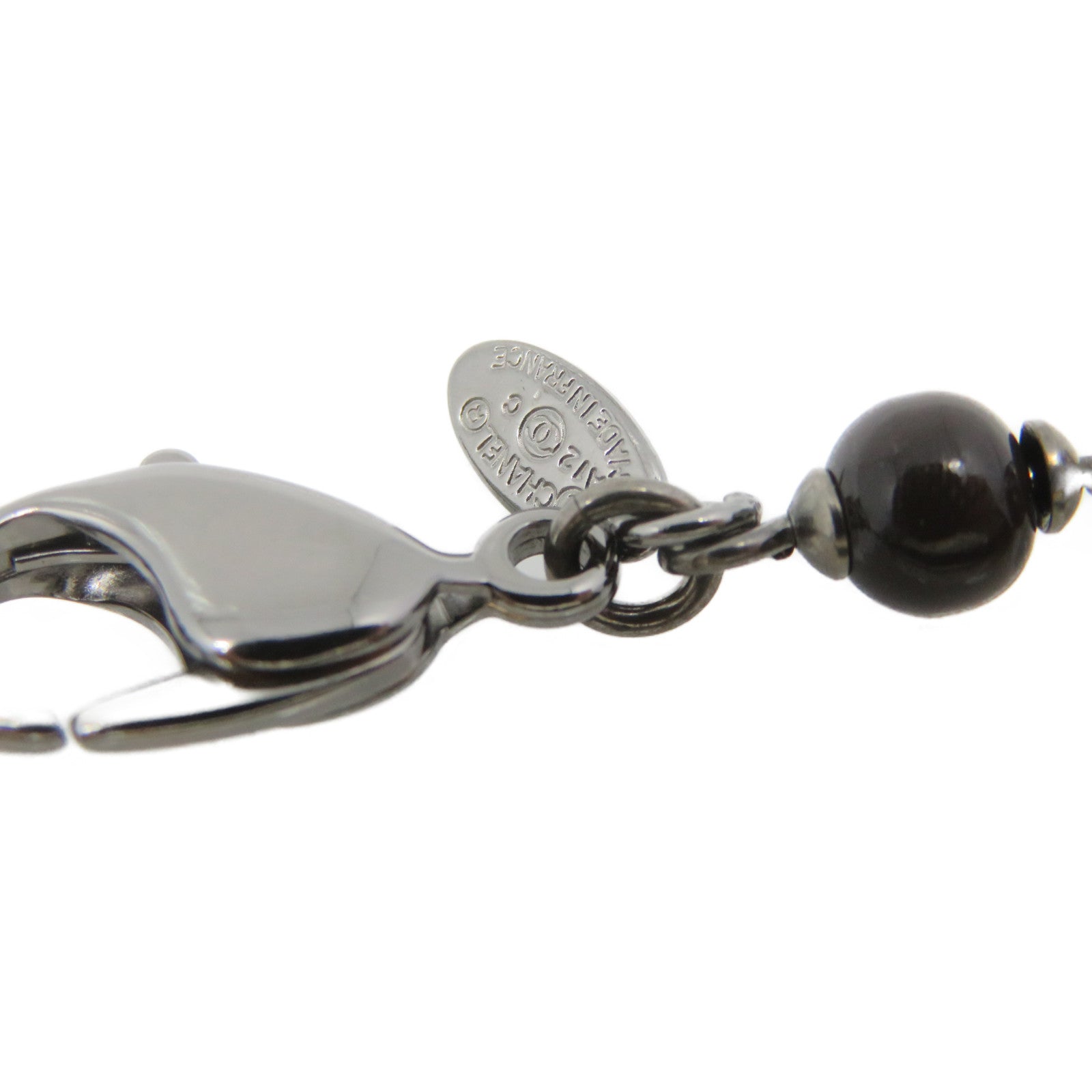 CHANEL Metal / Imitation Pearl CC Necklace Black
