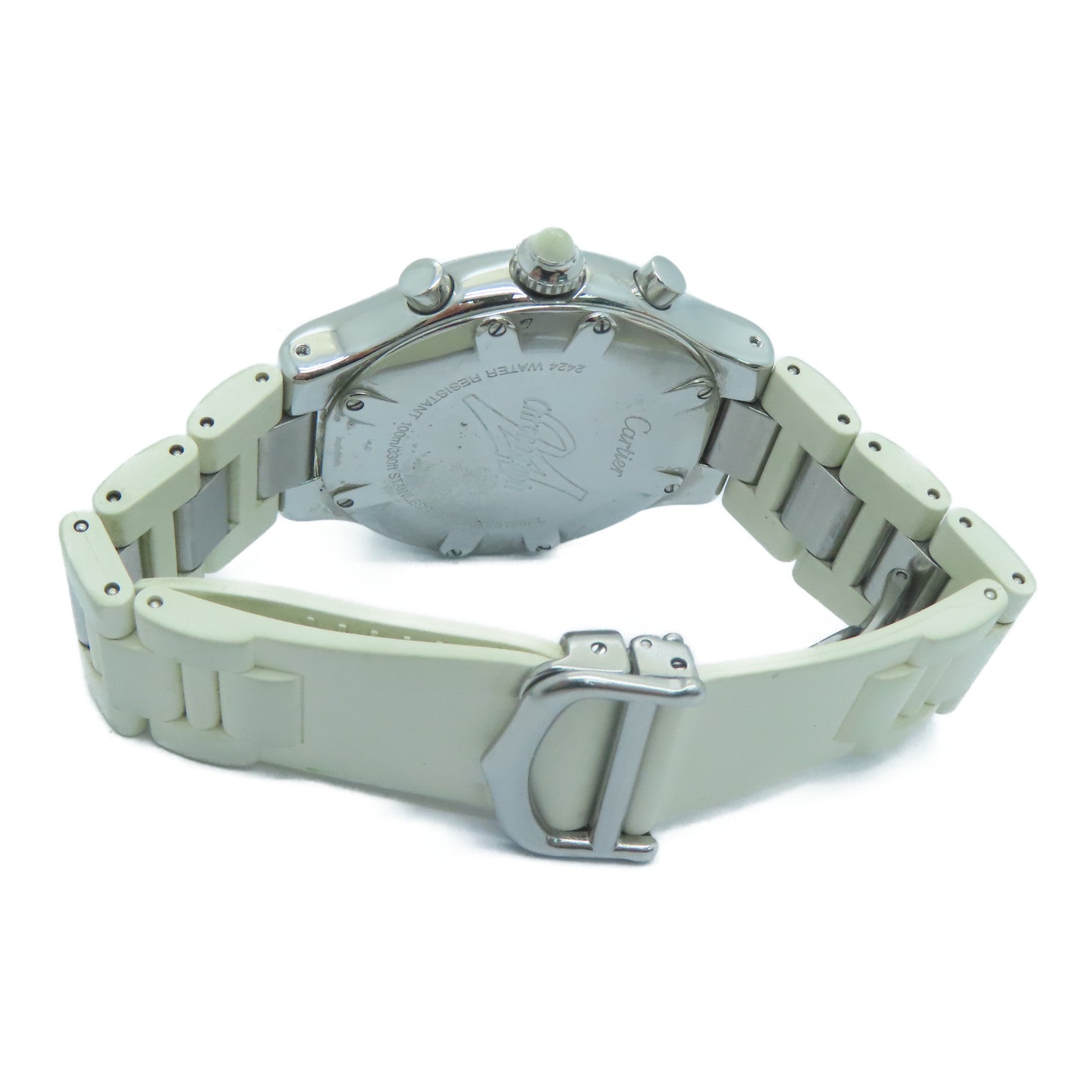 CARTIER 不锈钢/橡胶带手表石英机芯白色